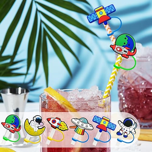 Miniatura 4 de 6 fundas de popote de silicona para copa Stanley, fundas reutilizables para popotes, cubiertas de paja a prueba de polvo (rosa)