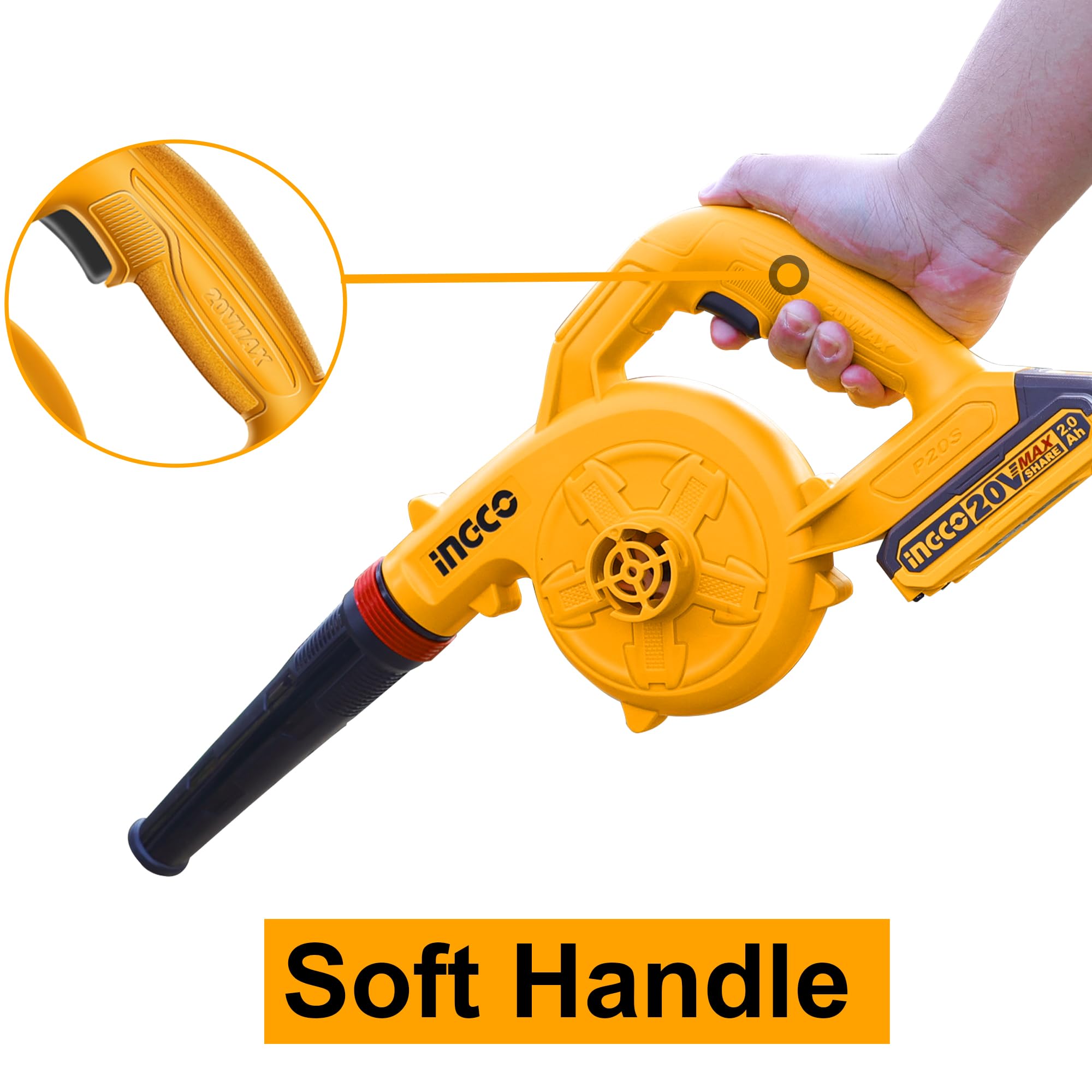 INGCO Leaf Blower Cordless with Battery & Charger, Portable Handheld Leaf Blower for Lawn Care, Dust Clean, Workshop Cleaning, Car Cleaning, Gardening Works 1