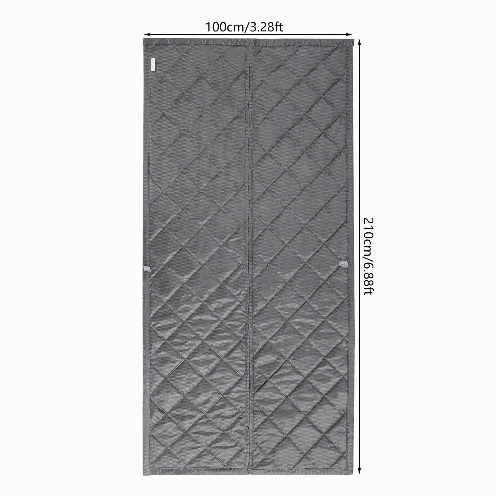 Rideau de porte isolant, 210 x 100 cm, rideau de porte, magnétique, avec crochets, gris insonorisant, intimité, rideau de porte