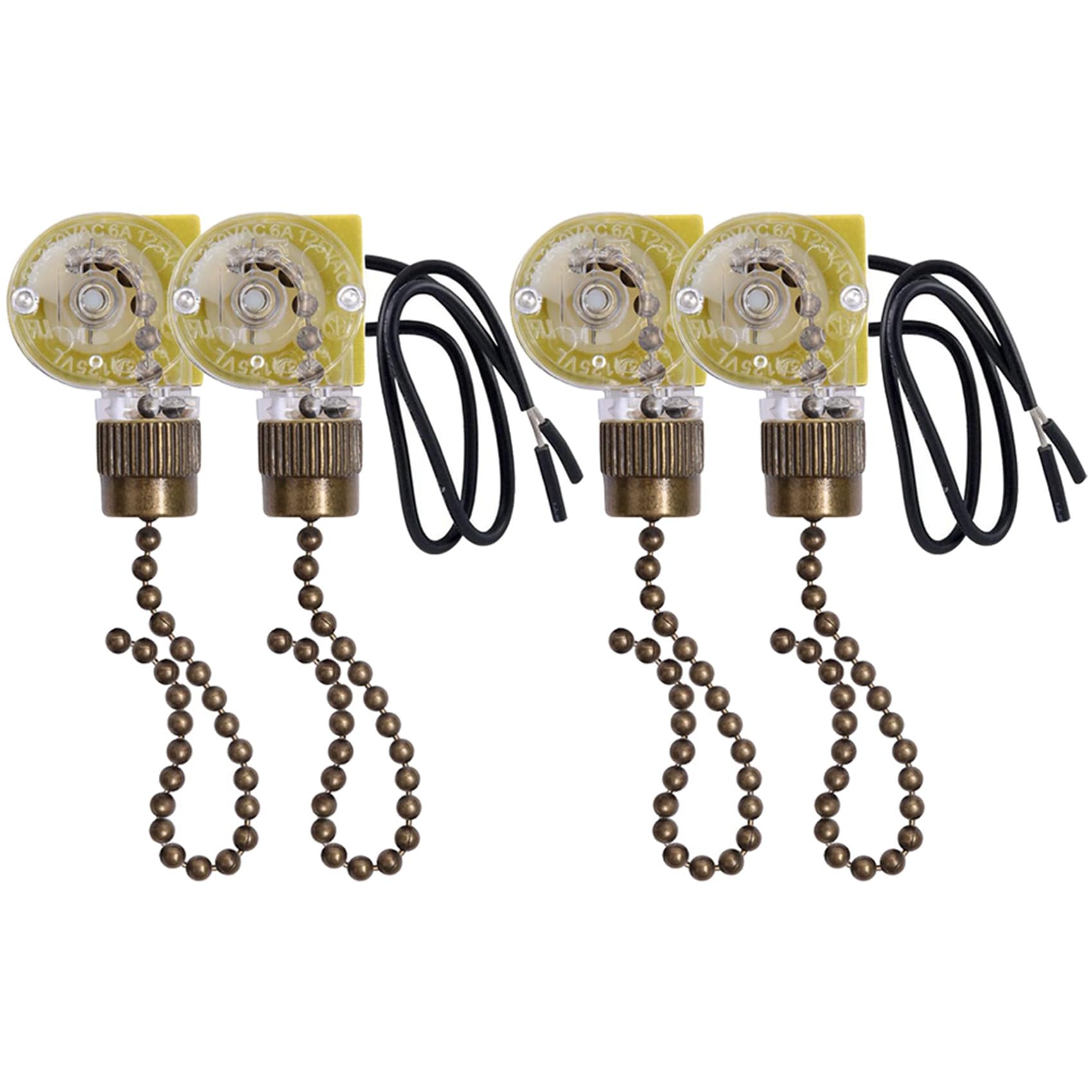 Jnchdghwa Ceiling Fan Light Switch ZE-109 Two-Wire Light Switch with Pull Cords for Ceiling Light Fans Lamps 4Pcs Bronze