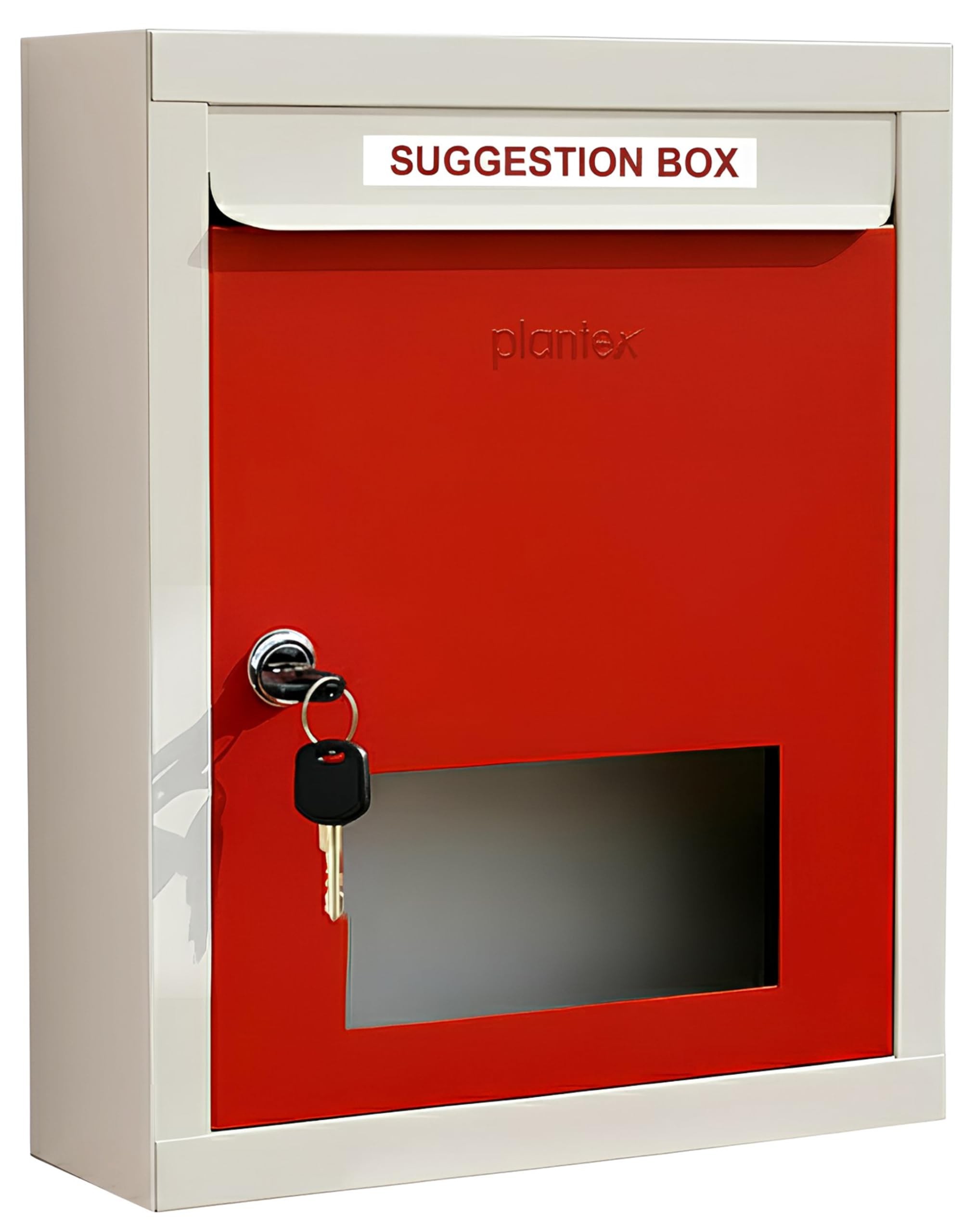 Plantex All in 1 Multipurpose Letter Box/Suggestion Box/Complaint Box/Donation Box with Lock Table Top or Wall Mount (Red & Ivory)