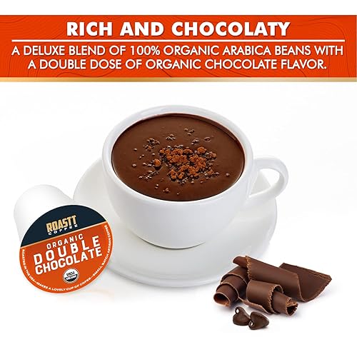 Miniatura 2 de Roastt Coffee Cápsulas de café de chocolate doble orgánico para cafeteras compatibles con Keurig K Cup, café de chocolate doble con cafeína de