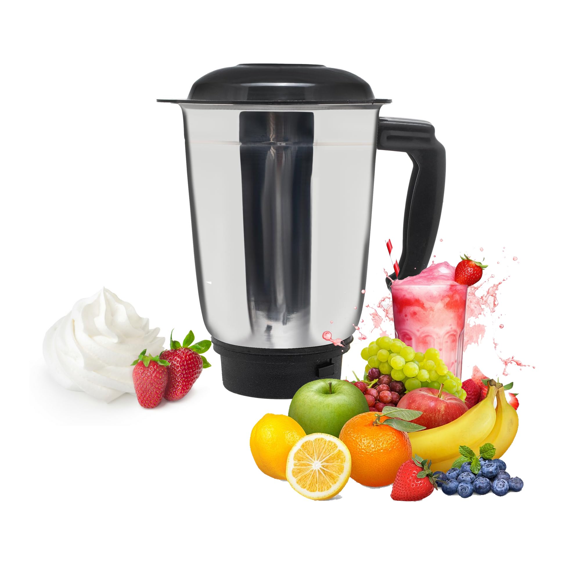 Stainless Steel Mixer Grinder Liquidizing Jar (1200ml) Jar with Snug-Fitting Lid For Juice/Shake Etc Making Set of 1pc | Suitable for HOME SAVER Mixer Grinder Only