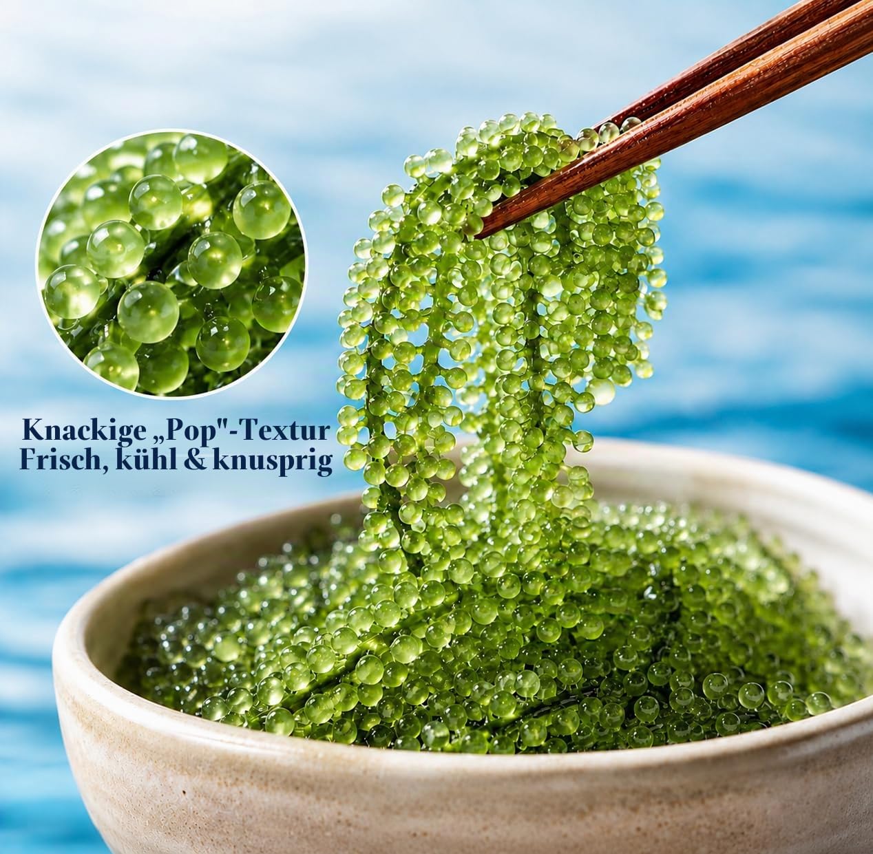 Longevity Meerestraube | Sea Grapes | Umibudo Grape Seaweed 12 x 20G | Rohkost | veganer Kaviar | für knackige Salate
