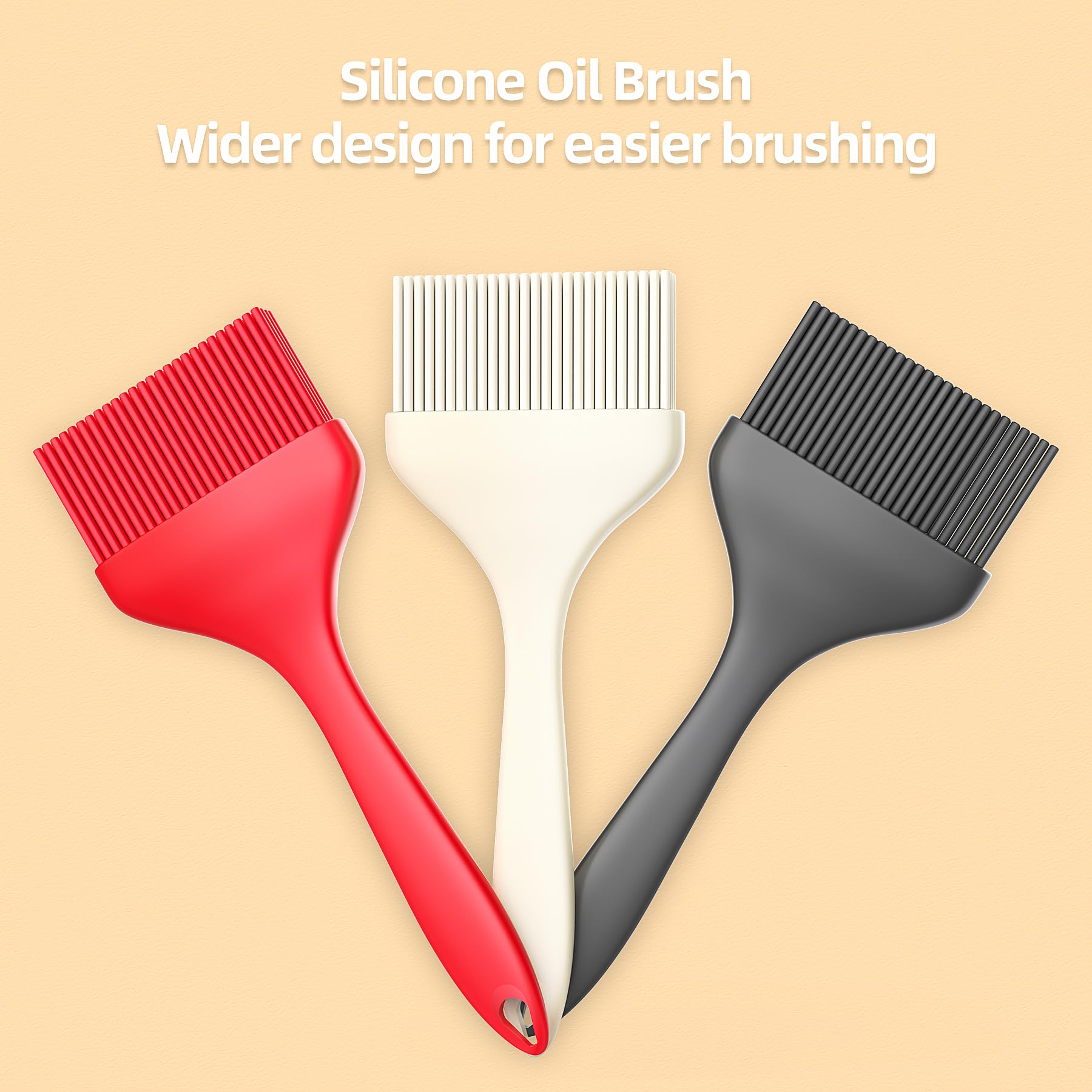 Extra Large Silicone Basting Pastry Brush Set - 3.9 Inch Wide Heat Resistant For Grilling, Baking, BBQ