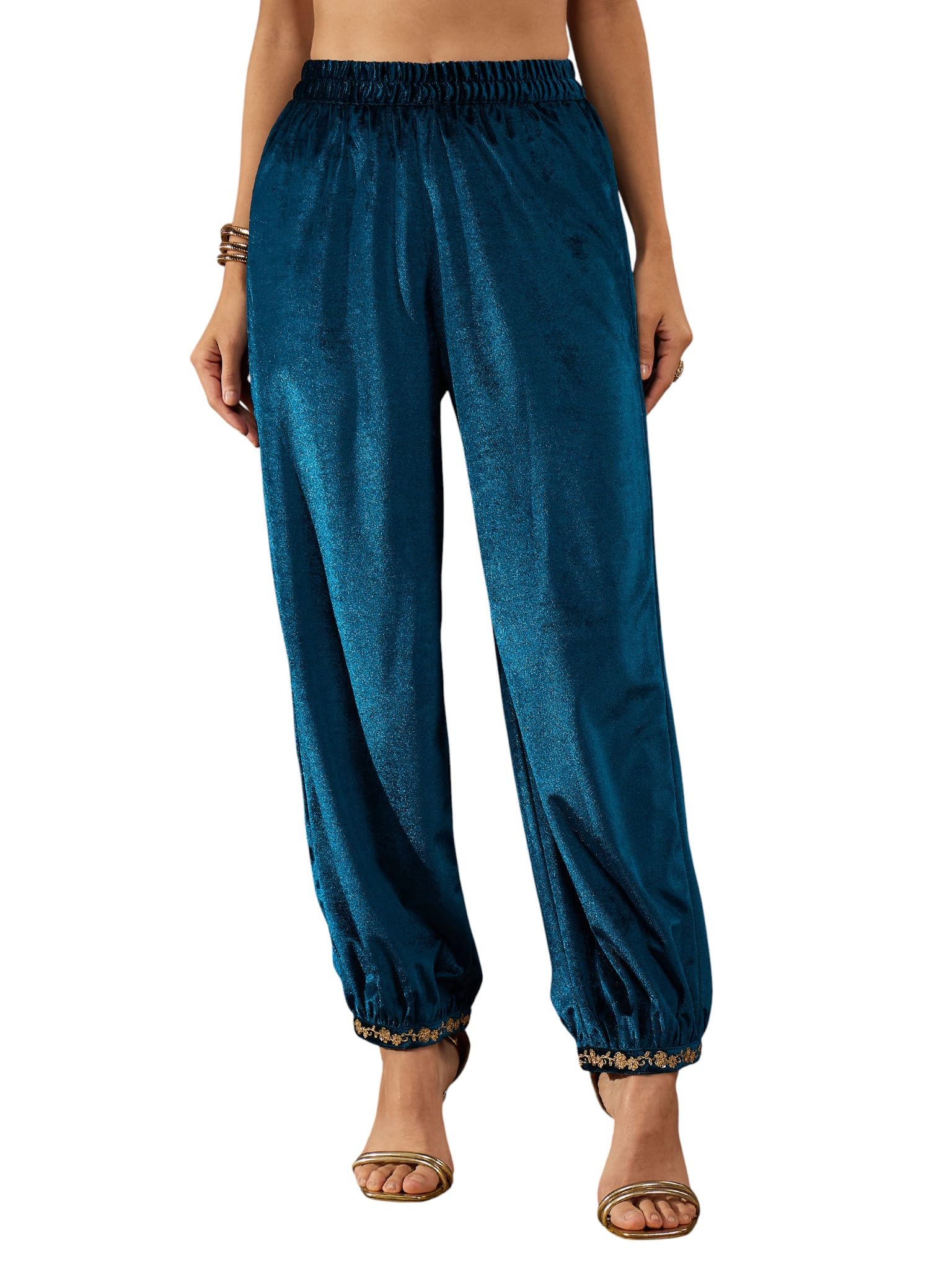 Women Velvet Hem Embroidered Afghani Pants-image-39