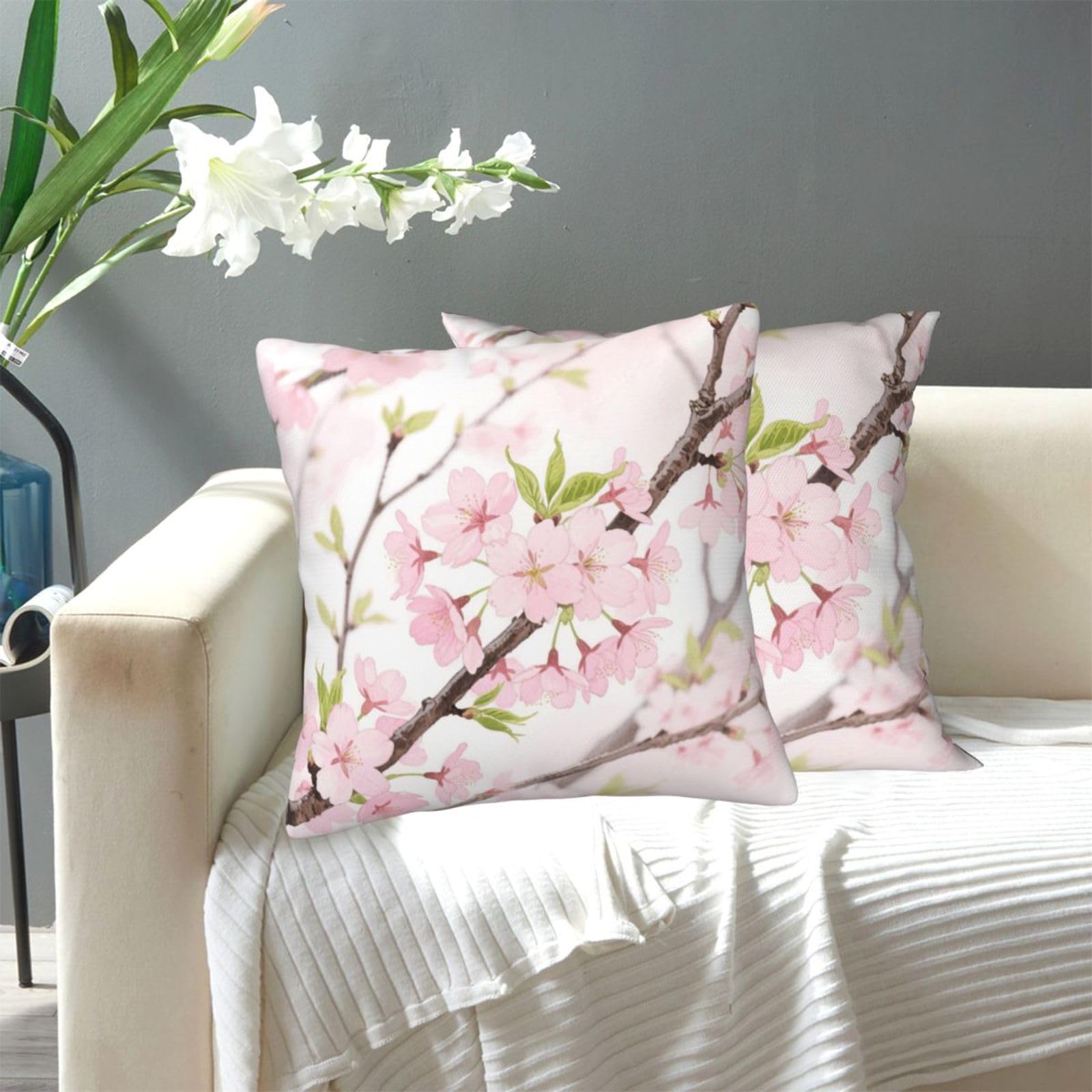 FekiLoot Decorative Throw Pillow Covers Modern Farmhouse Pillowcase Double Sided Cozy Cushion Cover for Sofa Couch Bed 18"X18" Spring Flowers Blossom