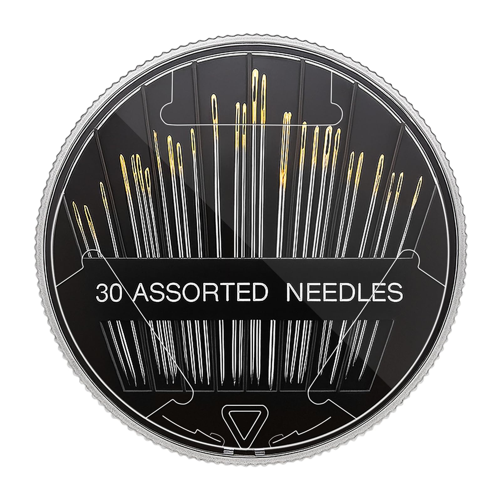 Zeeorymn Silvery Hand Sewing Needles 30 Pcs,Handle Sewing Needle Set,Stainless Steel Sharp Point For Assorted Sizes Embroidery Mending Craft Sew Case