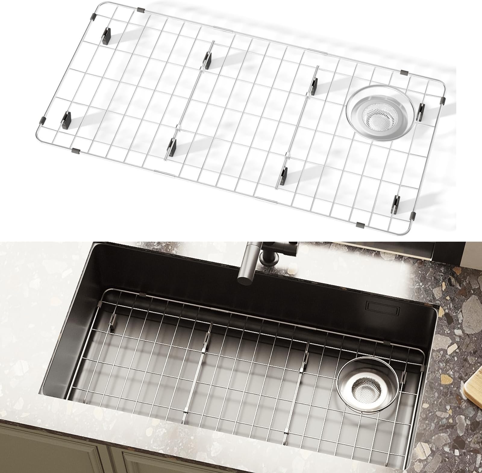 KIKIBRO Sink Protectors for Kitchen Sink, Sink Grate Grid for Bottom of