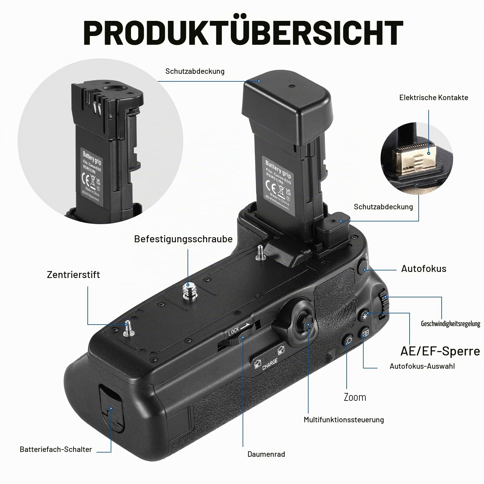 NEEWER Batteriegriff Ersatz für BG-R10 Kompatibel mit Canon EOS R5 R5C R6 R6 Mark II spiegellosen Kameras, angetrieben von LP-E6/LP-E6N/LP-E6NH Batterien für stabile vertikale Aufnahmen