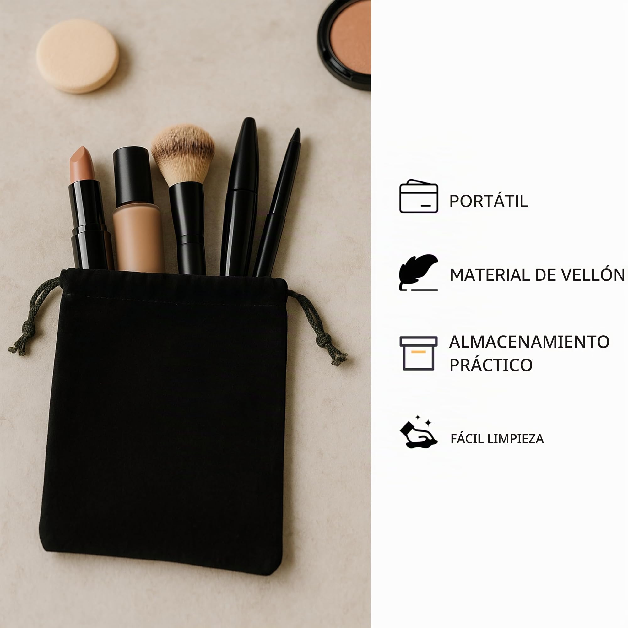 Pack de 5 Bolsas de Terciopelo Negro con Cordón, 10 x 15 cm - Ideal para Joyería, Dulces, Regalos de Boda, Tapones para los Oídos y Llaveros - Bolsitas Multiusos Elegantes y Prácticas
