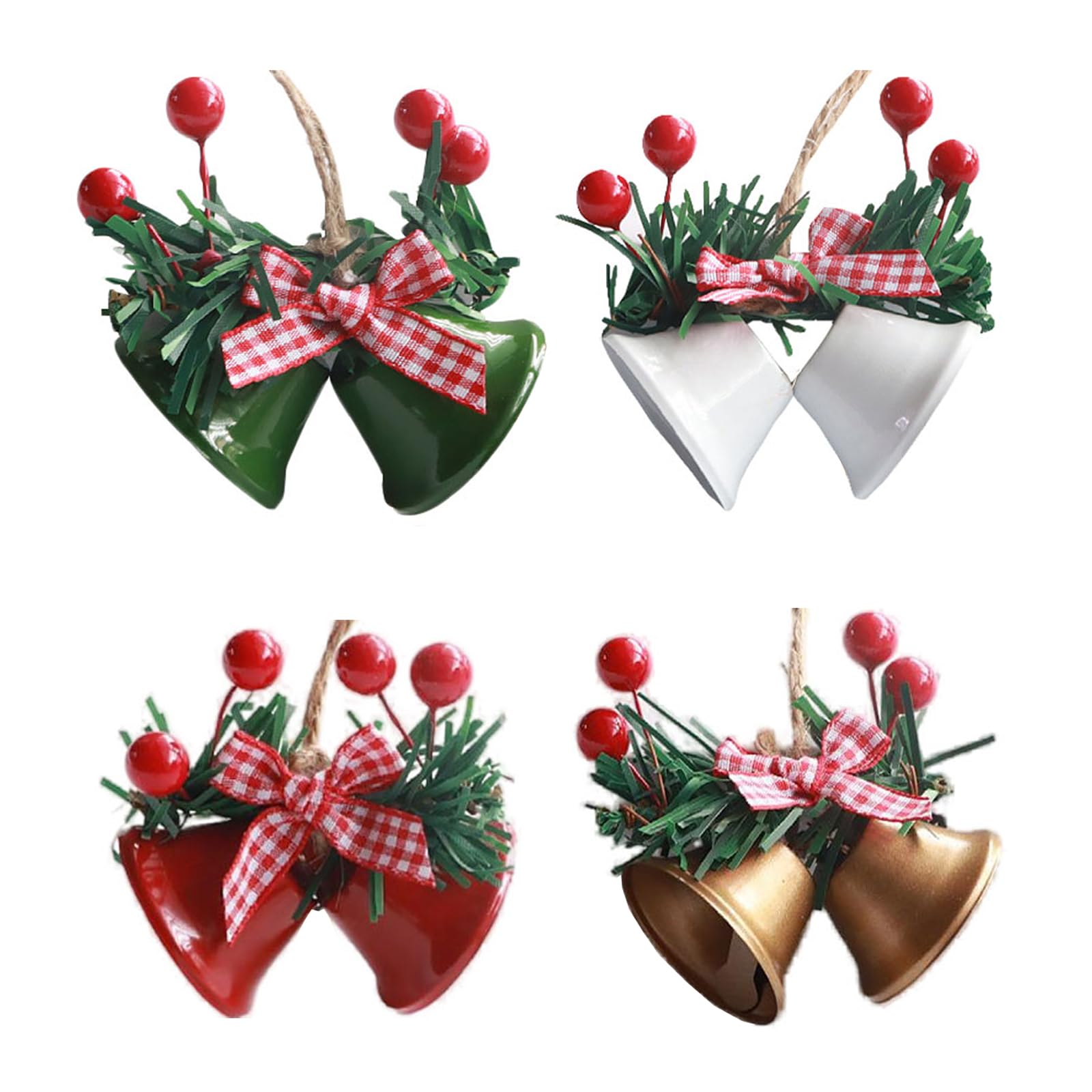 Geoyien Decoracion arbol Navidad, 4 Adornos arbol Navidad, Campana Navidad, Decoración arbol de Navidad, Colgantes de Navidad, Campanas de Metal, Accesorio DIY para el árbol de Navidad (4 Colores)