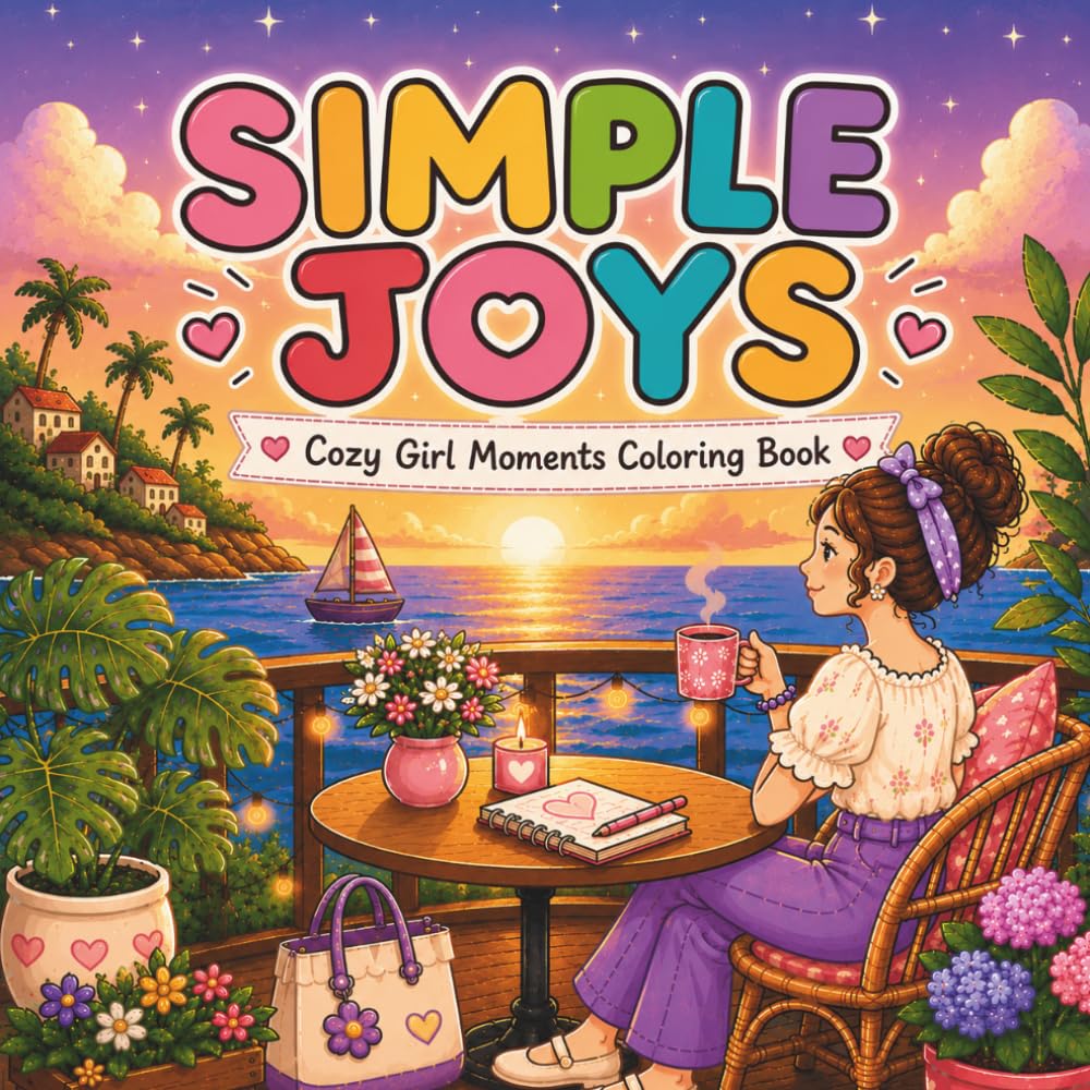 Simple Joys Coloring Book: Cozy Girl Moments, Cute Daily Life Scenes, and Relaxing Hygge Activities for Adults and Teens