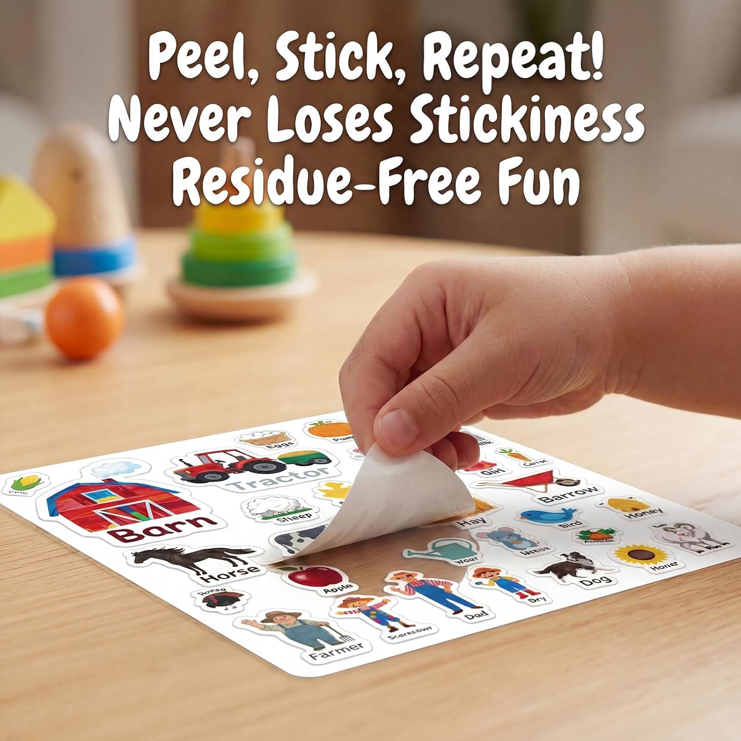 6 Sets Sticker Books for Toddlers 2-4 Years, Reusable Jelly Sticker Activity Books Kids 1-3, Travel Toys Ages 3-5, Road Trip Waterproof Boys & Girls