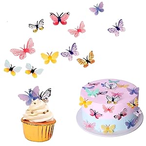 YOcity 72Pcs Edible Butterflies Cake Toppers Edible Butterfly Cupcake Toppers Wafer Paper Butterflies Edible Butterfly Cake Decorations for Wedding Birthday Party Cupcakes Decorating(Mix Color)