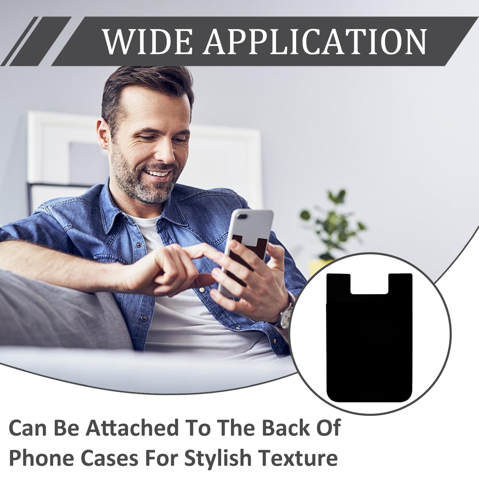 Porte Carte Telephone Adhésif Noir, Pochette Carte Bancaire Silicone Simple Couche pour Smartphone