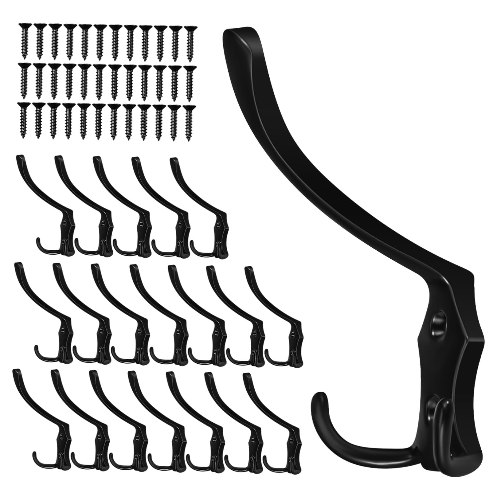 ULTECHNOVO 20 Stück Metall Wandhaken Garderobenhaken Robuste Kleiderhaken 112mm Schwarz Platzsparend Für Kleidung Handtücher Hüte Vielseitig Für Wohnungsschrank Tür