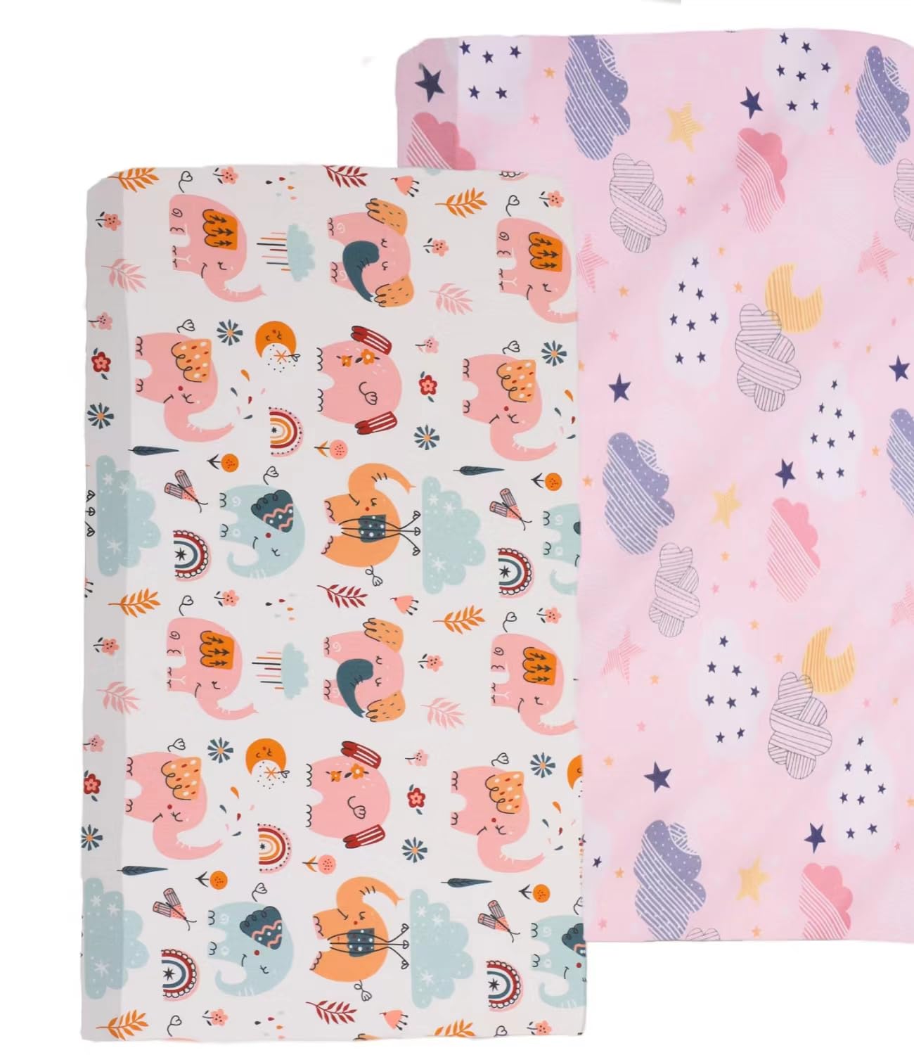 2-Pack Crib Sheet for Standard Crib & Toddler Mattress - Premium Fitted Baby Crib Sheets Girl - Buttery Soft Cotton Blend - Crib Mattress Sheets Fitted - Baby Bed Sheets