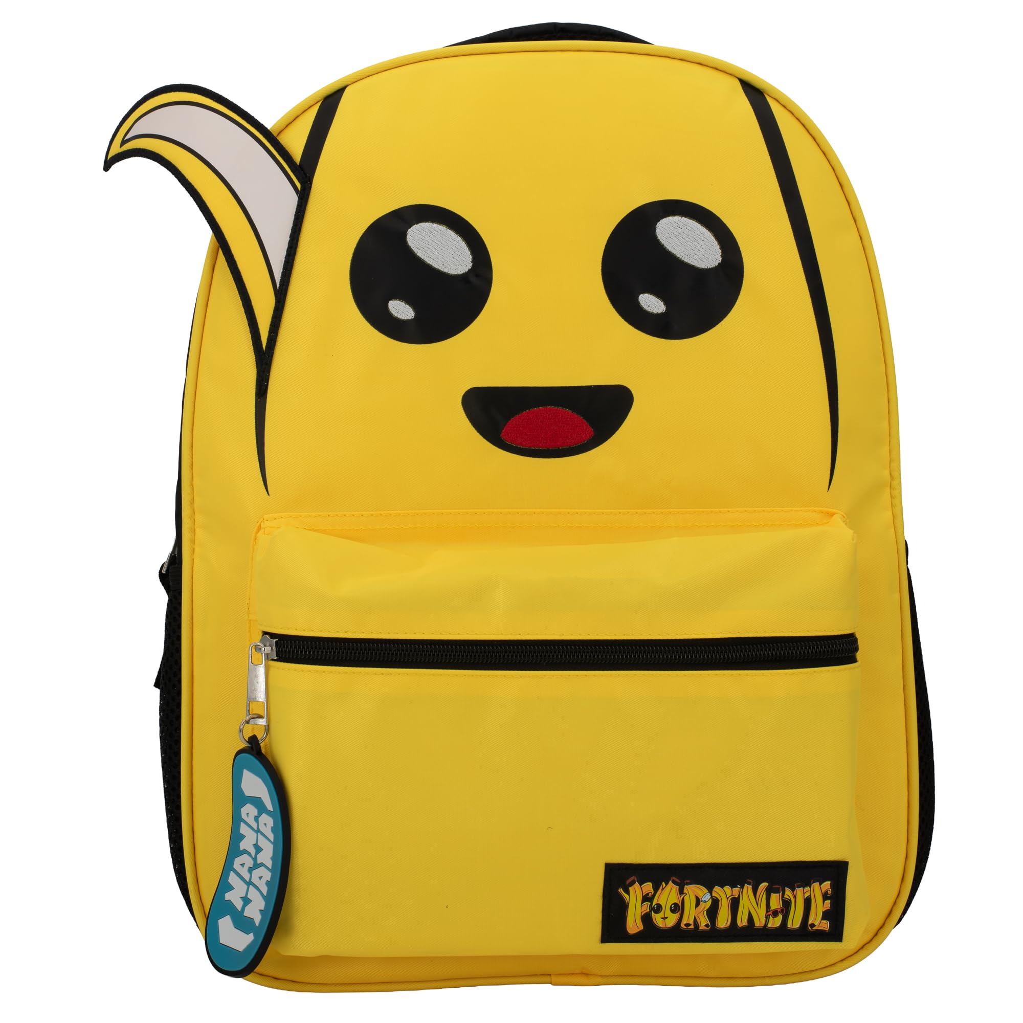 AI ACCESSORY INNOVATIONS Fortnite Peely Backpack for Boys & Girls, 16 Inch Nylon Twill Big Face Schoolbag W/Nana Zipper Pull, Yellow