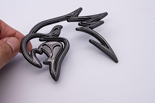 Miniatura 7 de Auto Pro Accessories - Emblema personalizado HELLHAWK para puerta de guardabarros Trackhawk Grand Cherokee, cabeza estilo Hellcat (negro brillante),