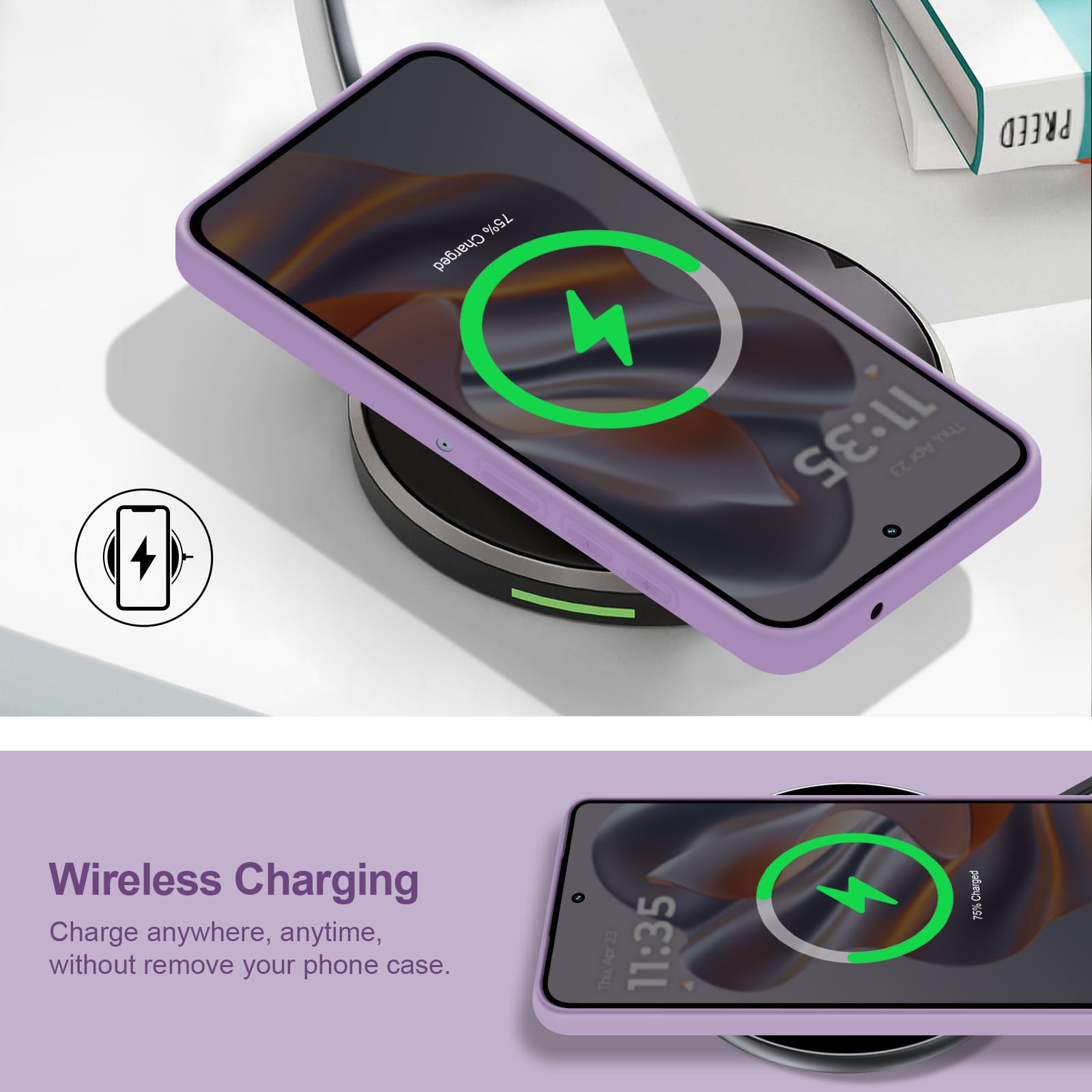 Cover per Motorola Edge 50 Neo, Custodia Antiurto Case Sottile in Silicone TPU con Fodera in Microfibra e Protezione della Fotocamera -Viola Chiaro