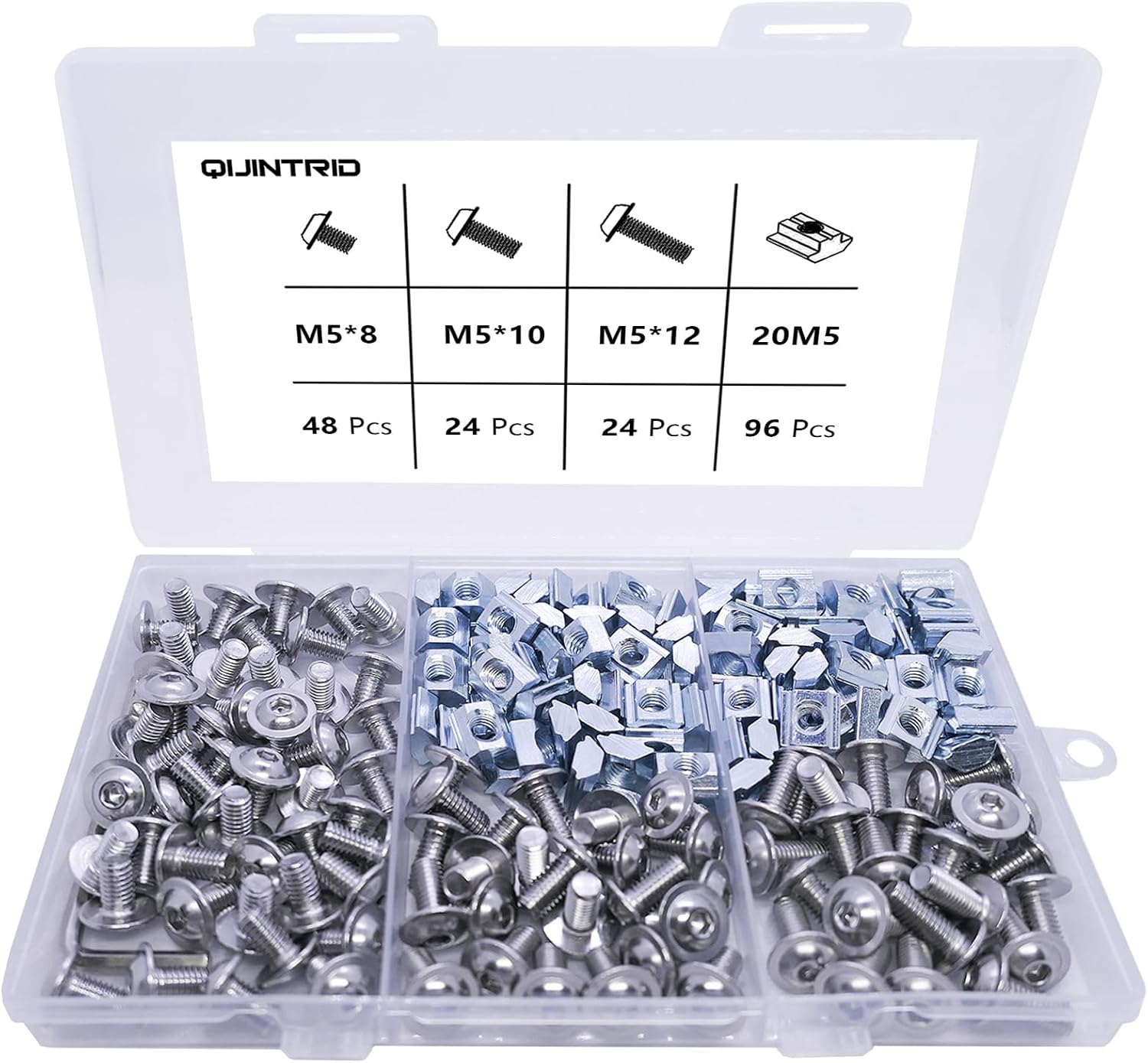 80 pcs M6 T Nut and Screws Kit, 40pcs M6 x 12/14/16mm Stainless Steel Head Socket Cap Screws, 40pcs Sliding T Nut and 1pcs Hex Wrench, for 1010 Aluminum Extrusion Hardware (Black)