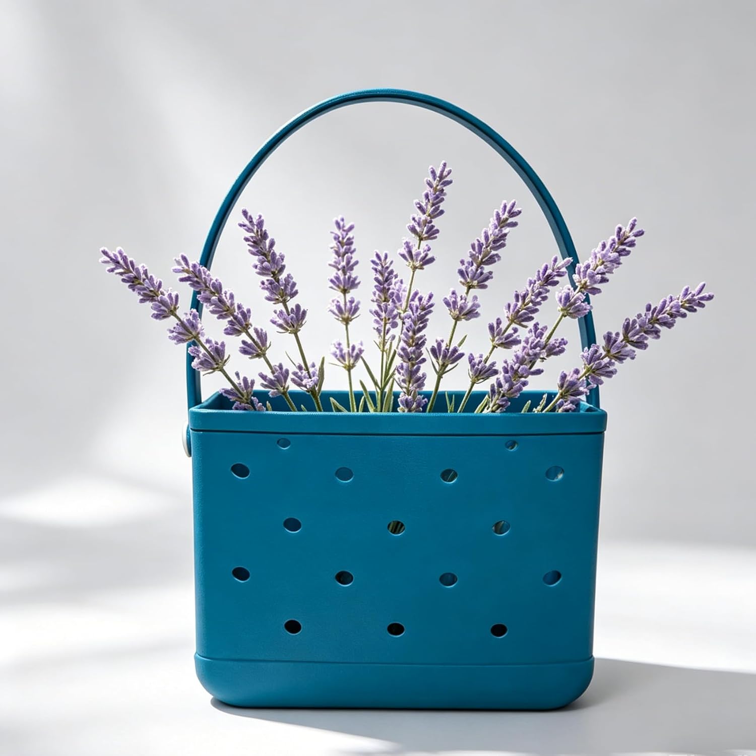 Small Rubber Beach Tote Bag, Open Top Portable Outdoor Travel Bag for Beach Picnic Pool Outings