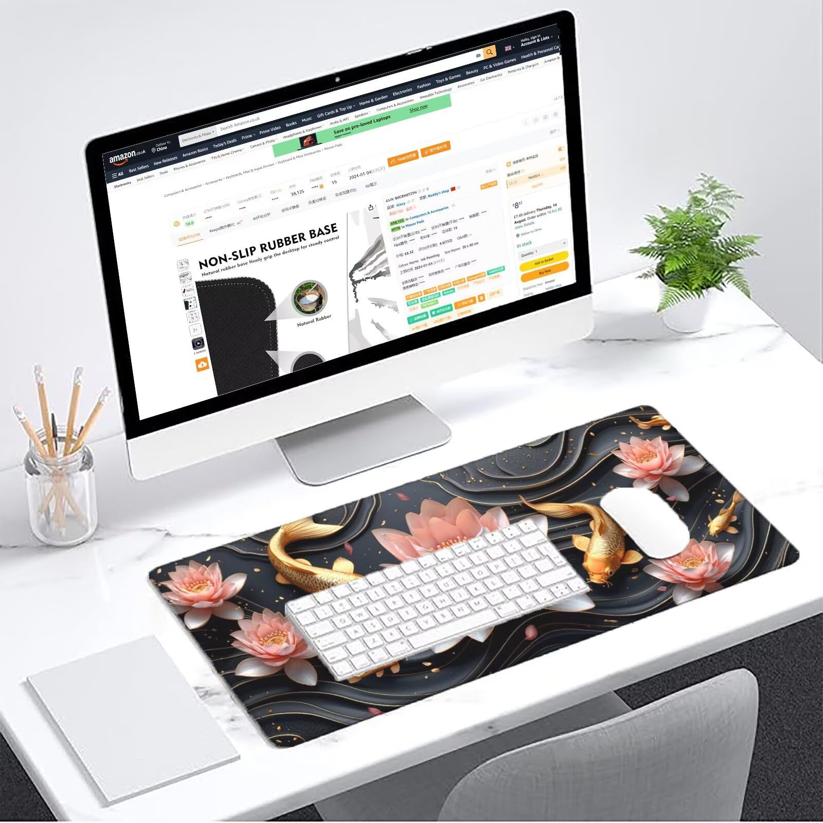 Podkładka pod mysz XXL 1400 x 700 mm różowa podkładka pod mysz kwiaty mata podkładka pod mysz do gier antypoślizgowa gumowa podstawa zszyte krawędzie akcesoria biurowe do gier do biura i komputera
