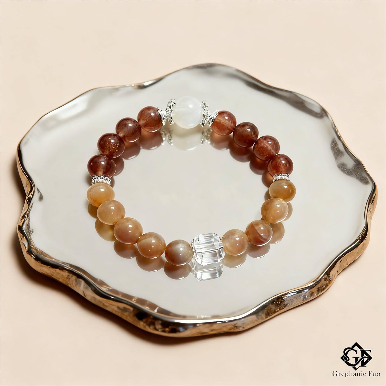 Natural Gemstone Bead Stretch Bracelet, Yoga Beaded Bracelet For Stress Relieve, Soothing Stretchable Elastic Bracelet for Women, Impeccable Gift for Birthday Valentine's Day - Image 4