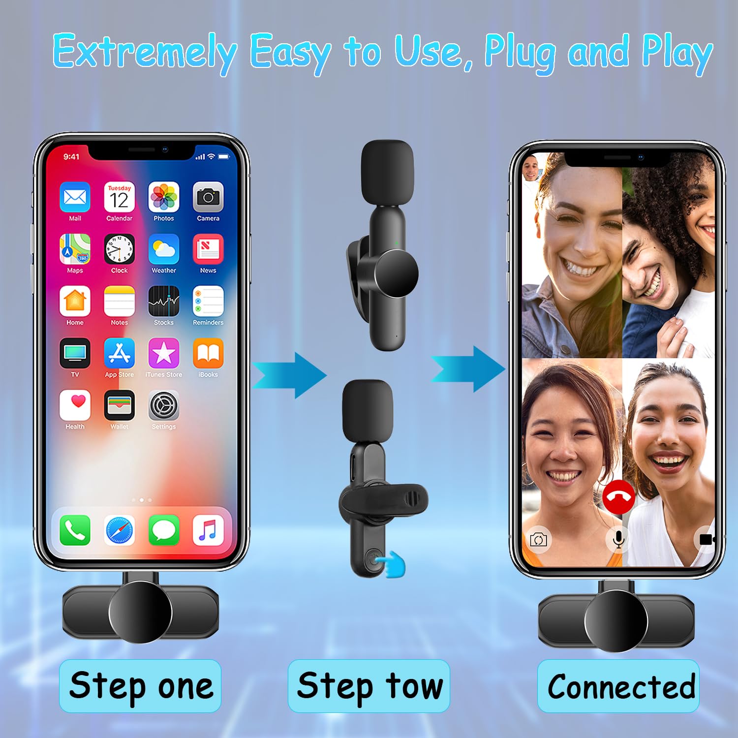 YUNYU Wireless Lavalier Microphone for iPhone Android iPad Lavalier Microphone for Video Recording Plug and Play with USB-C with Smart Noise Cancellation for Camera PC - Image 2