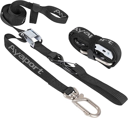 Miniatura 5 de Ayaport Correas de amarre para motocicleta de 1.1 pulgadas x 7 pies (con ganchos de mosquetón giratorios) con hebilla de leva, correa de manillar