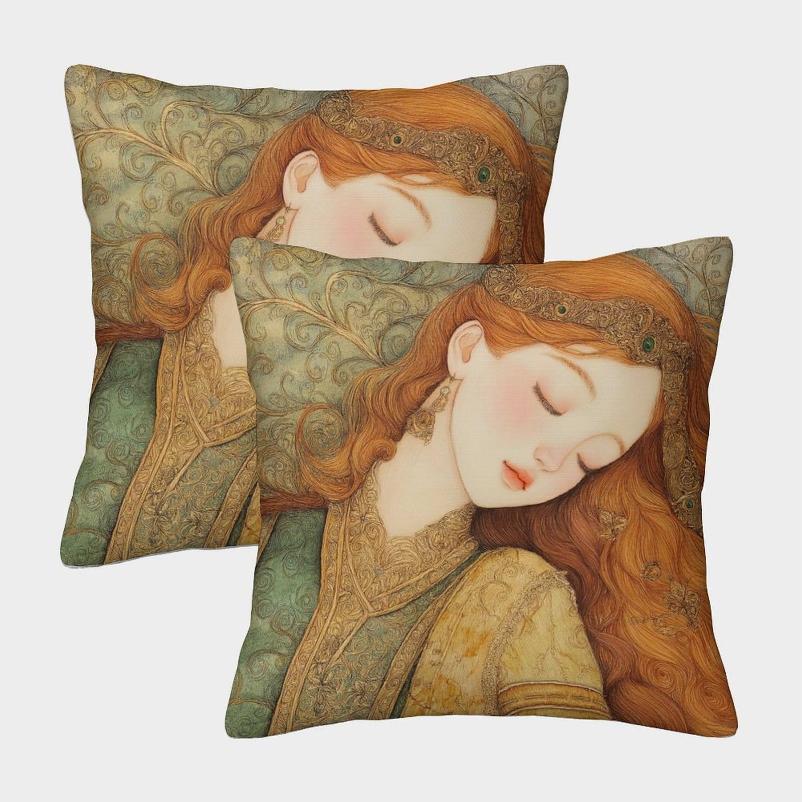 kaiyun 2 Pack Sleeping Girl,Character Portrait Pillow Case 45x45cm 3D Printing Cushion Cover,home Decoration Sofa Cushion