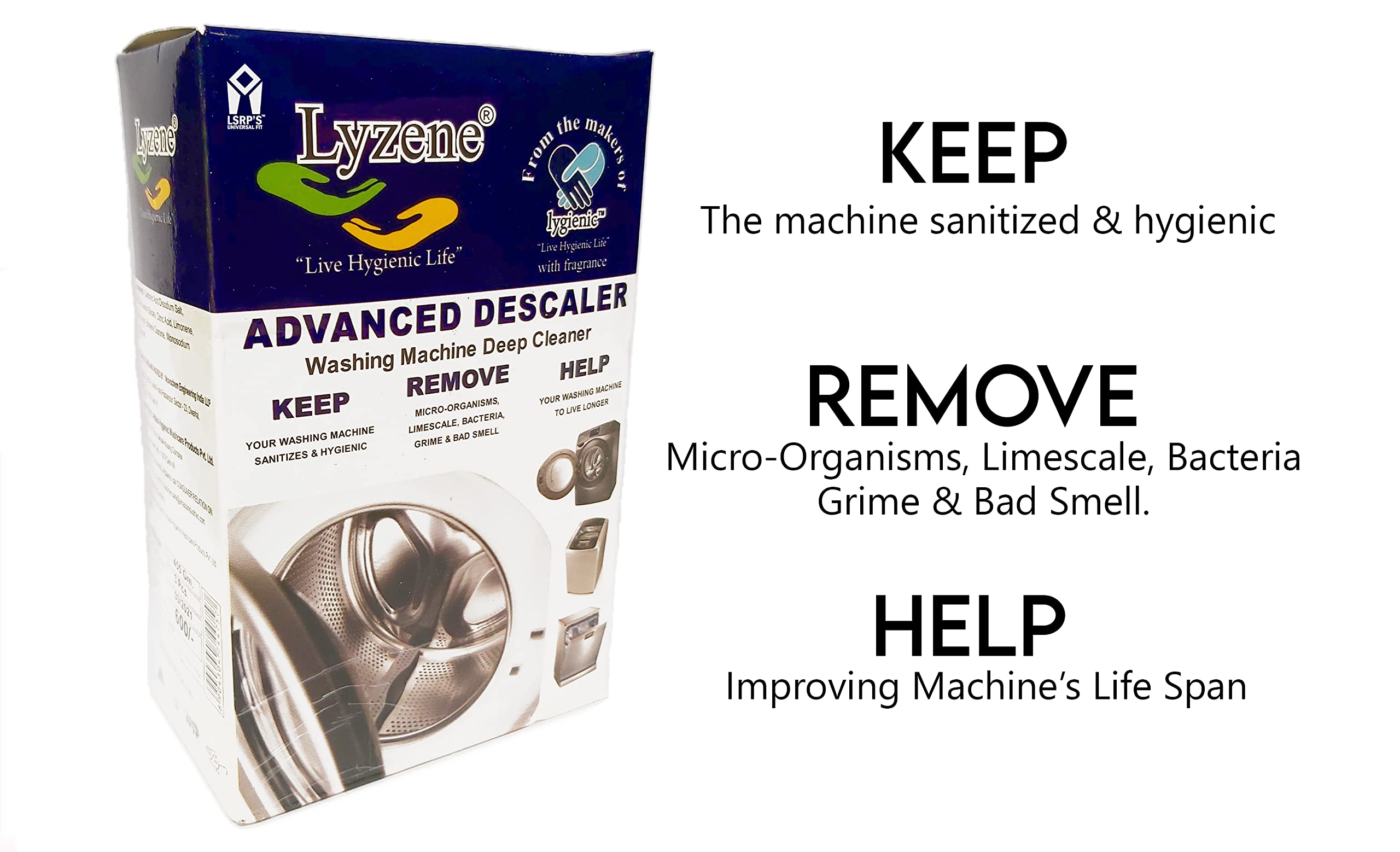 LSRP'S Universal fit Deep Cleaning Descaler For Washing Machine Front Load/Top Load/Dishwasher Removes Limescale & Virus From Drum Tub Faster Than Washing Machine Cleaner Tablet Hard/Soft Water 3