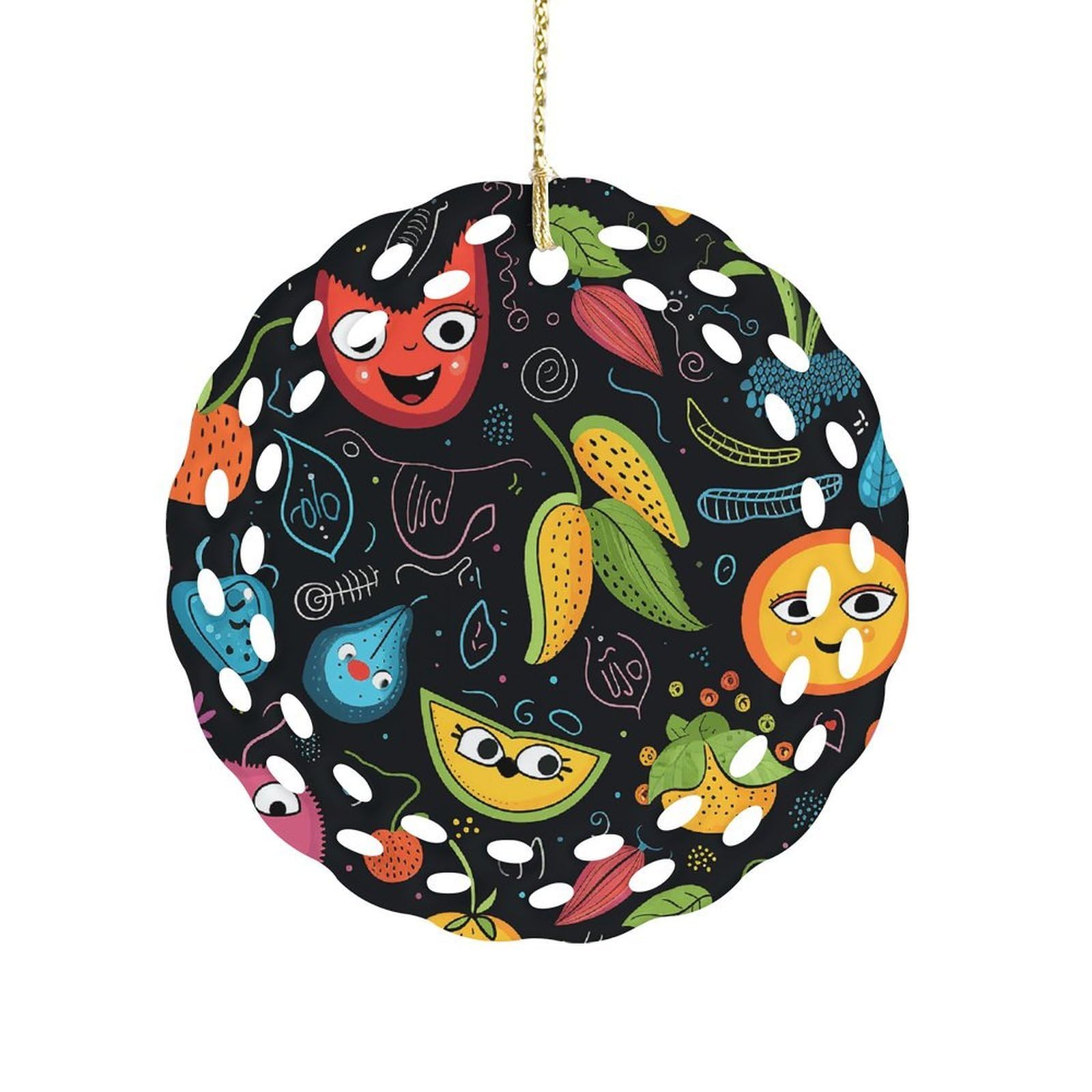 Fekiloot Women's Style Fruits And Butterflies Ceramic Ornaments 3 Inch Round,Holiday Keepsake For ,Girls,Pet Owners,Hanging Ornament Gifts Idea For Home