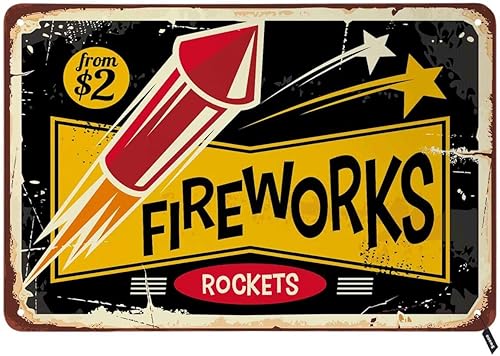 Swono Carteles de hojalata de fuegos artificiales, letrero de metal vintage para hombres y mujeres, decoración de pared para bares, restaurantes,