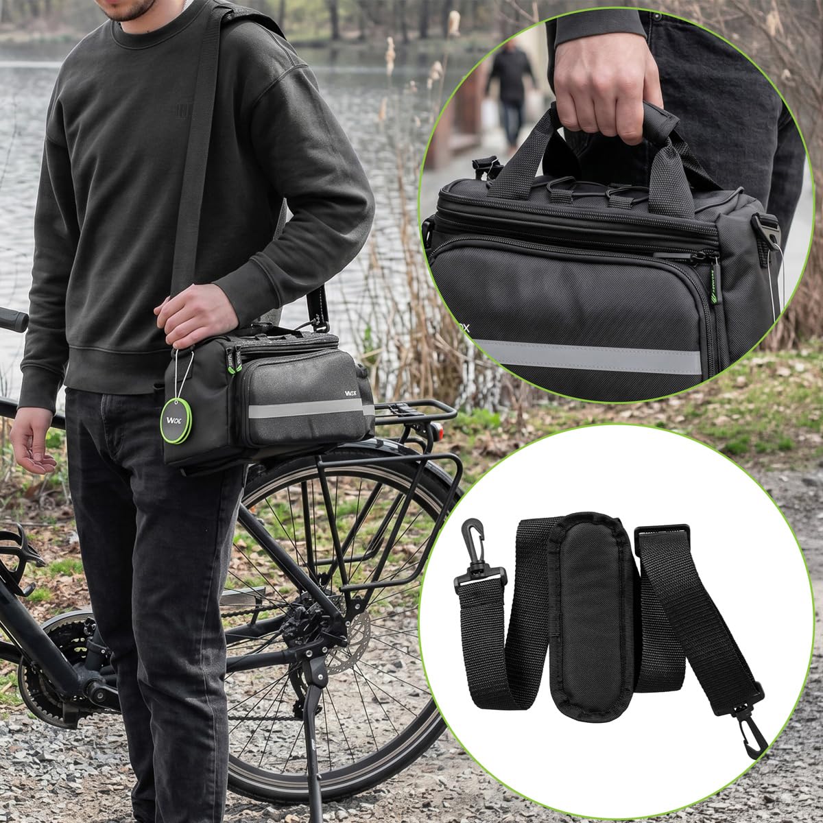 VAYOX 10L-29L fahrradtasche Erweiterbar fahrradtaschen für gepäckträger Hinten satteltaschen für Fahrrad 3-in-1 Umhängetasche Regenüberzug Klettverschluss Faltbare Kofferraumtasche Touren
