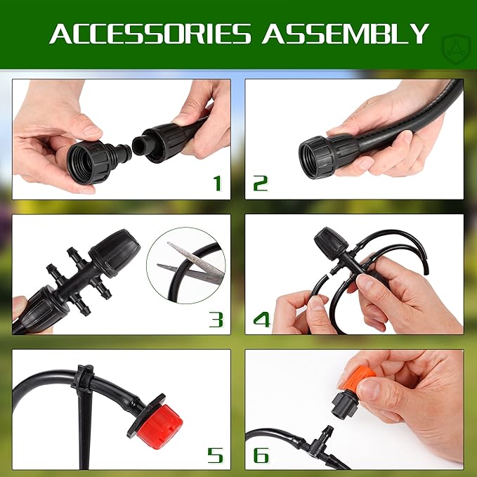 This drip irrigation system is easy to install and can be customized to fit your specific watering needs. The drip emitters deliver water directly to the roots of your plants, reducing water waste and ensuring that each plant receives the right amount of water.