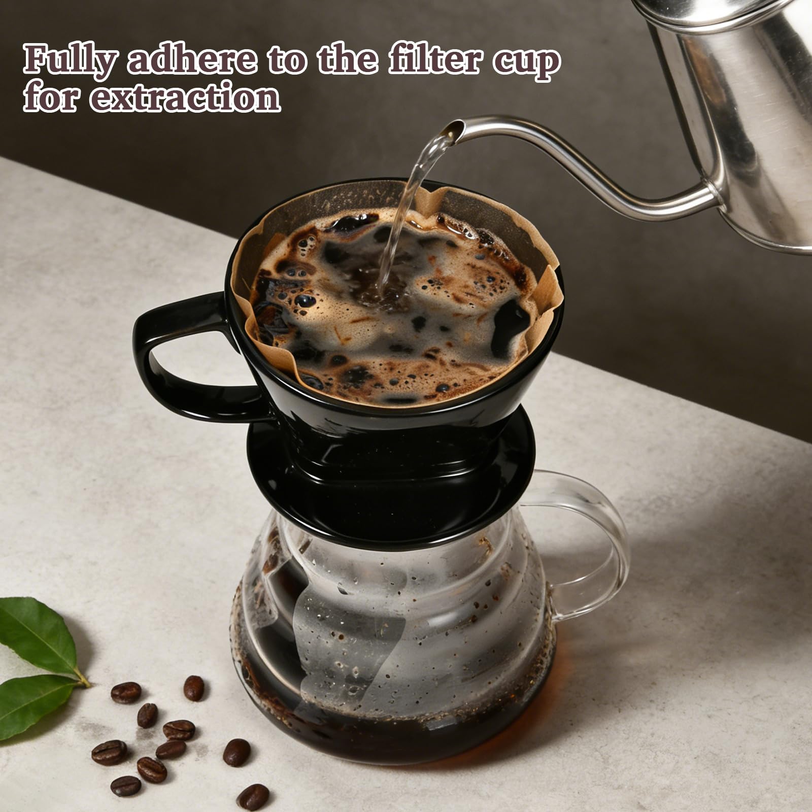 100 Count 2 Cone Coffee Filters Unbleached Natural Paper No Blowout Tear-Resistant Compostable Fits 2-6 Cup Makers Pour-Over — view 3