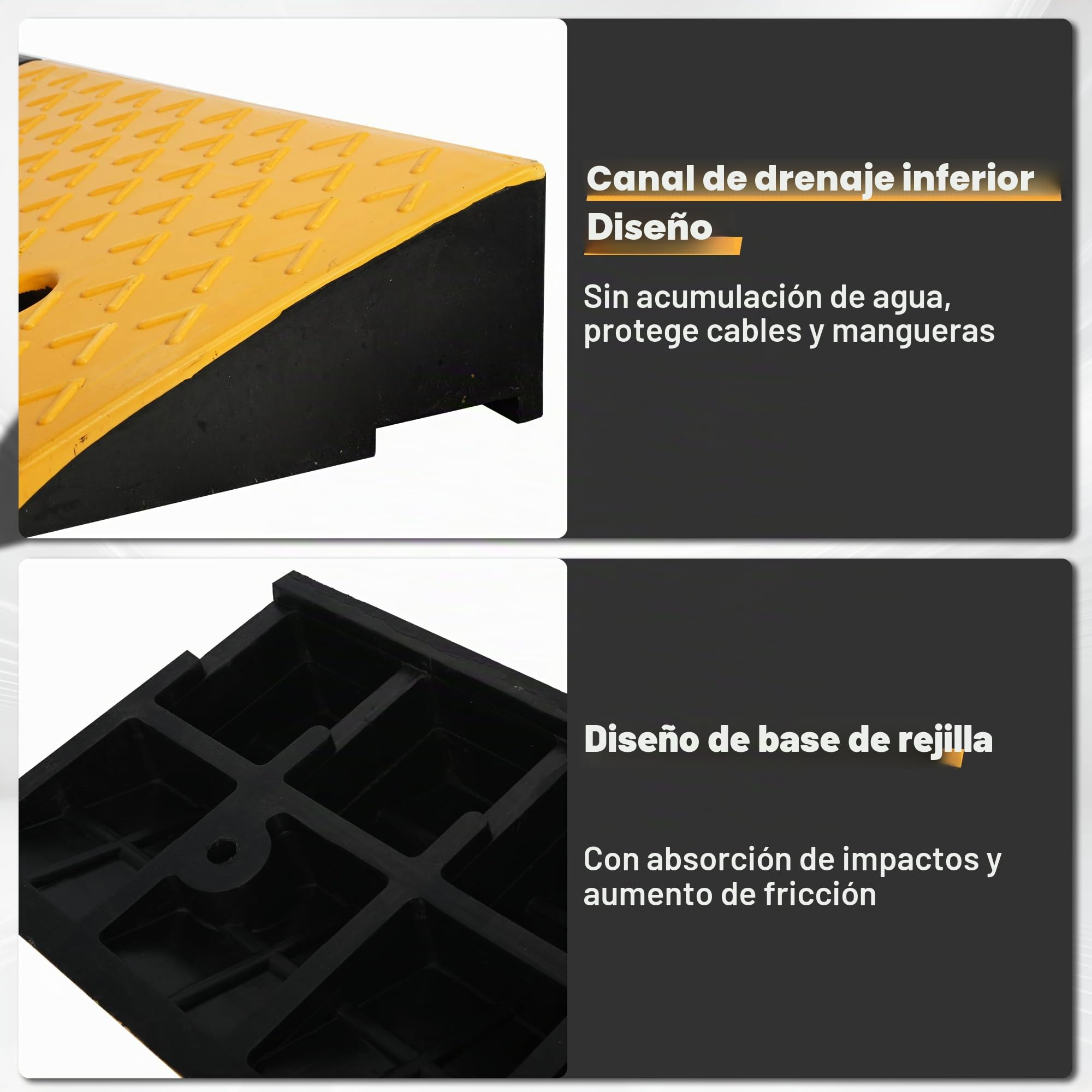 Nisorpa Rampa de goma para bordillos de 10 cm de altura, rampa de umbral para scooters de movilidad, rampas resistentes para coches, sillas de ruedas, puertas, escalones, acera, 100 x 25 x 10 cm