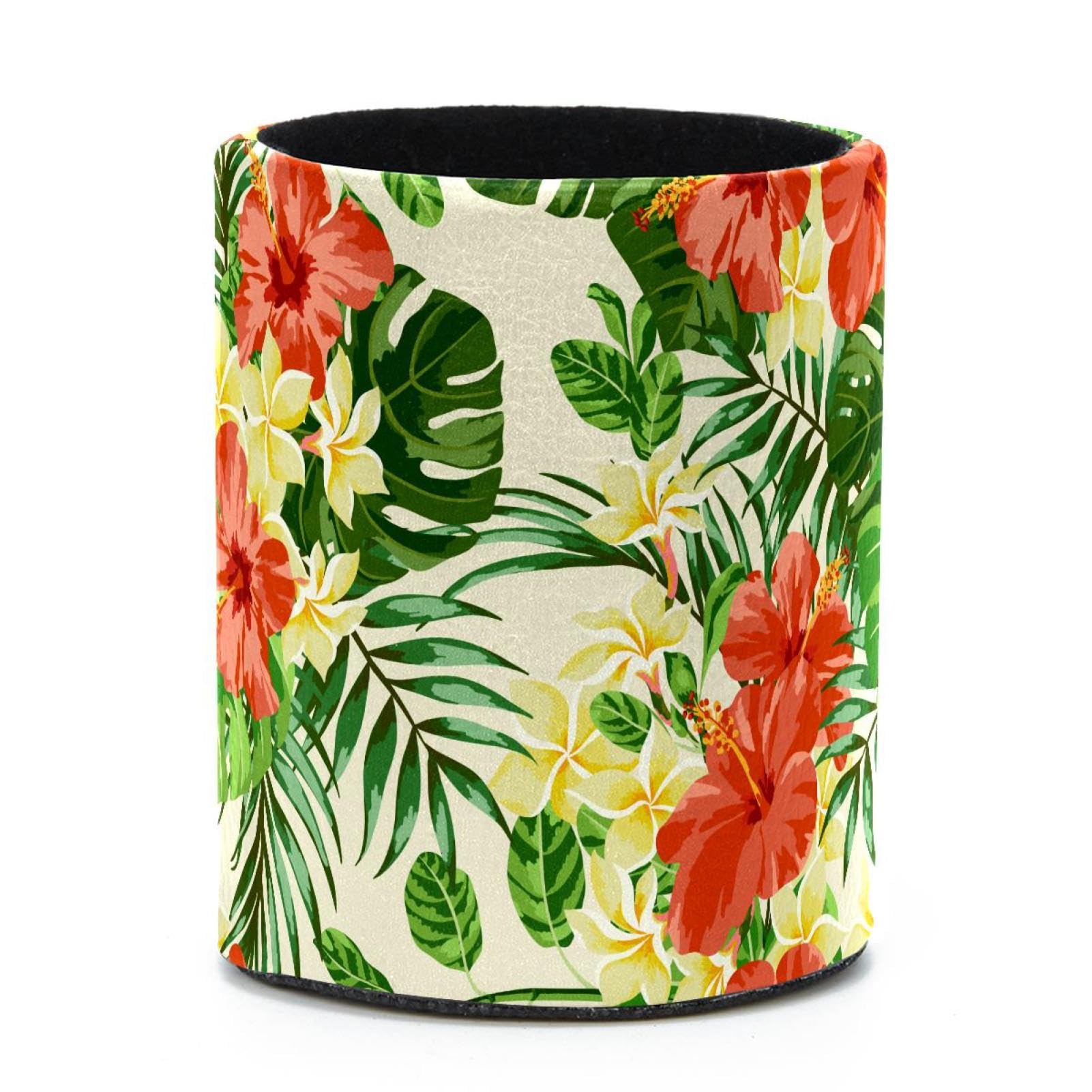 VAPOKF Round Pencil Holders for Desk, Tropical Palm Pen Holders Pen Pot Makeup Brushes Storage Desktop Stationery Supplies Organiser for Home Office