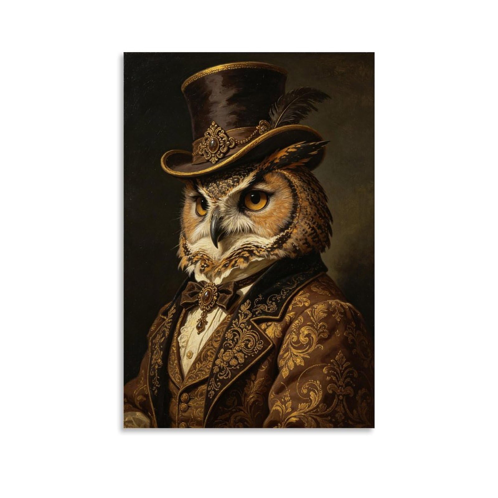 LDFUIEKSUFG Victorian Gentleman Owl Poster Wall Art Aesthetic Cover Poster Design Painting for Living Room Bed Room 12x18inch(30x45cm) Unframe-style