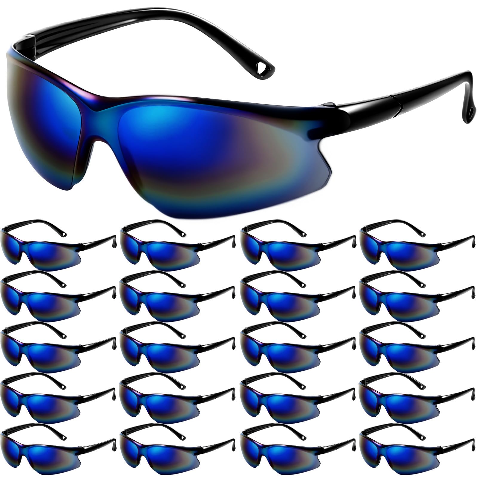 Kingdder Lunettes de sécurité en vrac pour homme - Lunettes de protection des yeux - Verres miroir teinté bleu en polycarbonate