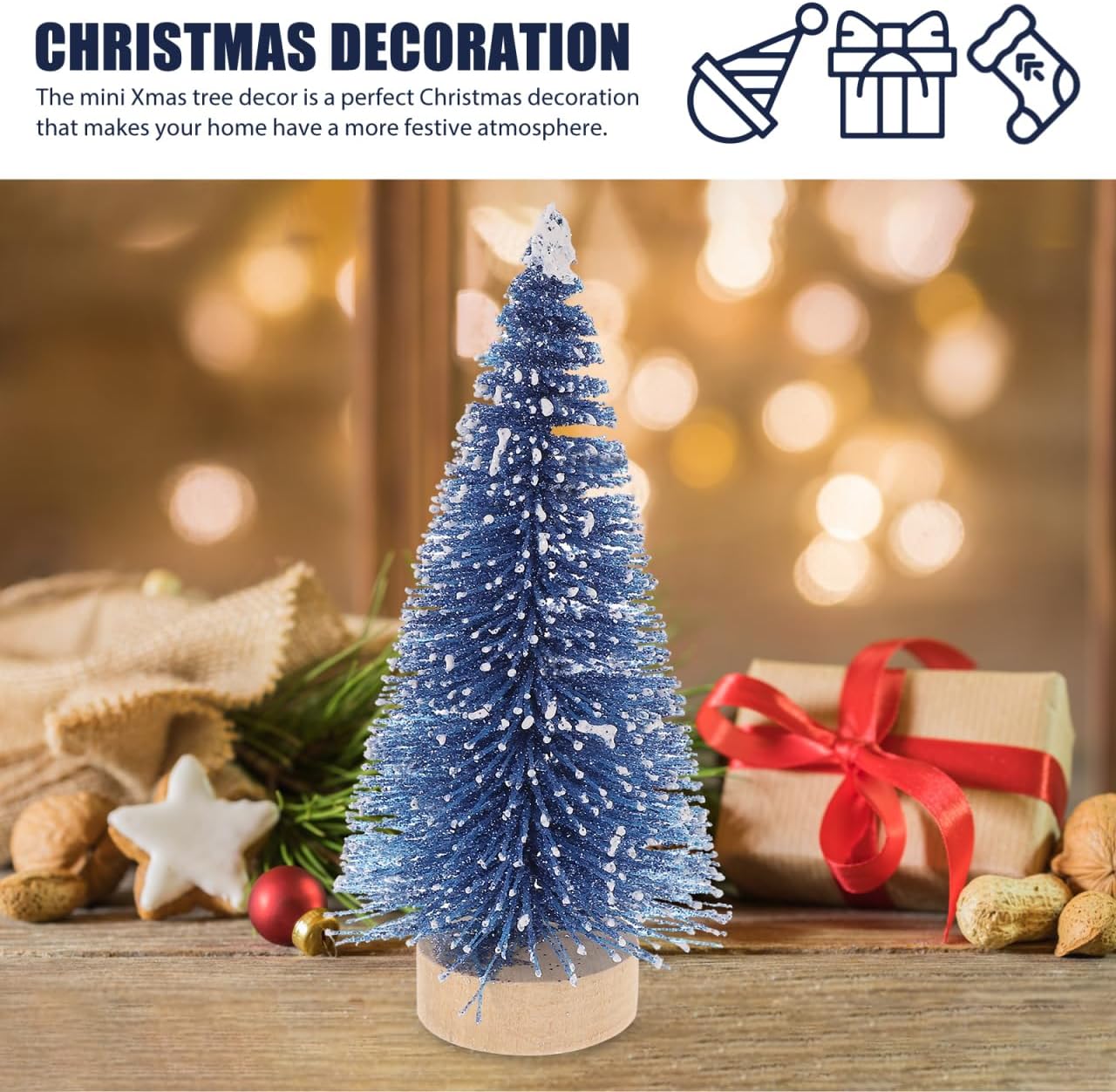 4Pcs Mini Cedar Christmas Tree with Base Artificial Xmas Tree Decor for Desktop Farmhouse Christmas Decor
