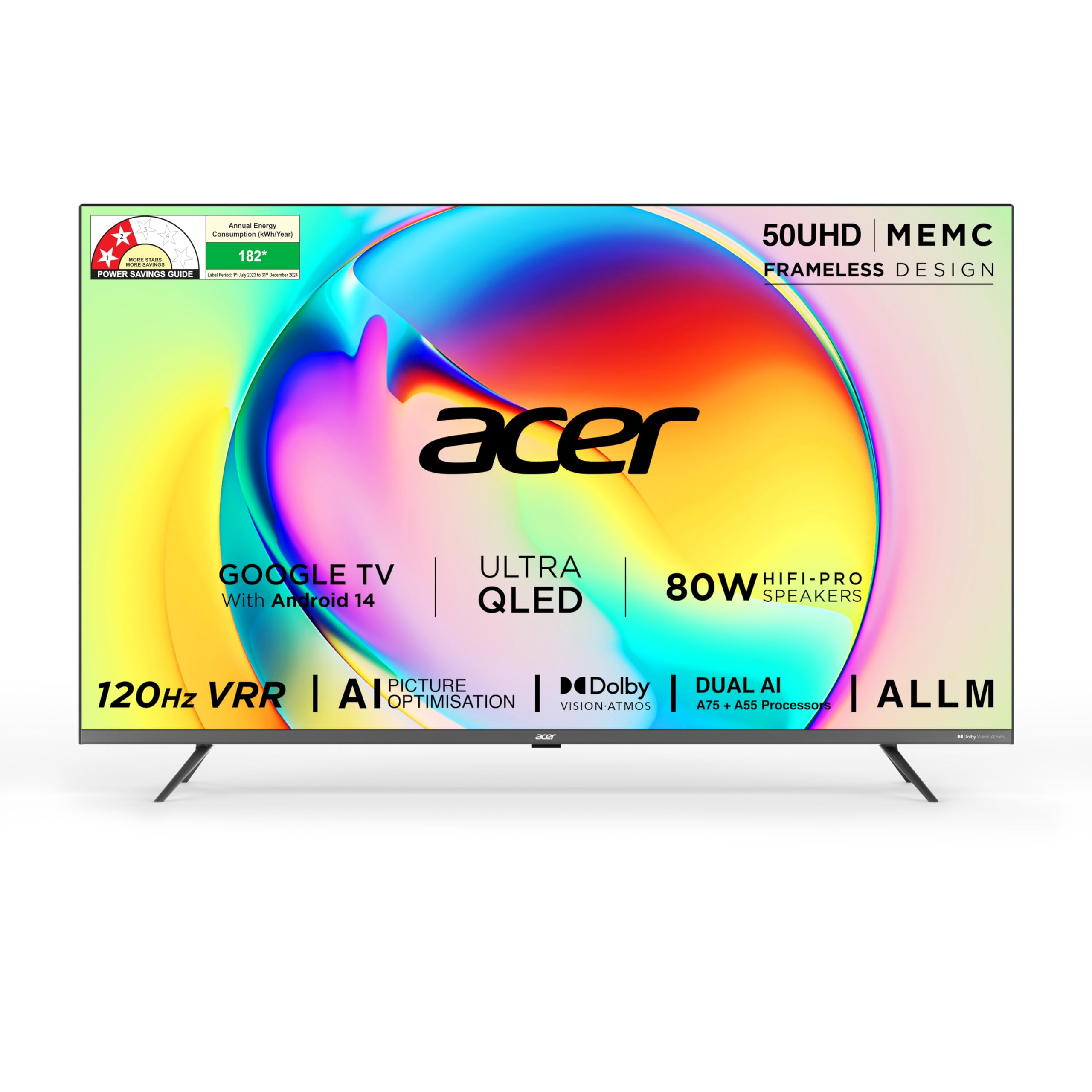 Acer 126 cm (50 inches) Super Series 4K Ultra HD Smart QLED Google TV AR50QDXGU2875AT (Black)-picture-14