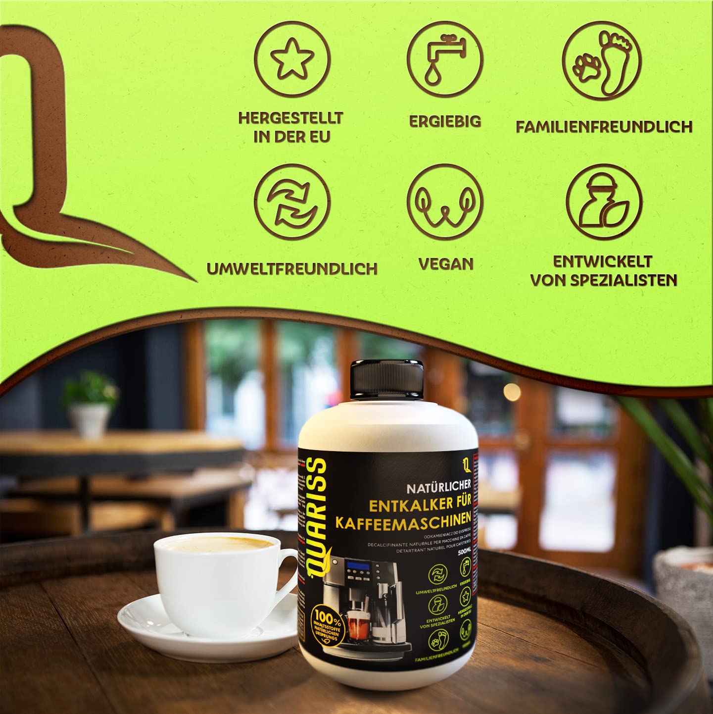 Anticalcare universale per macchine da caffè, 500 ml, 100% naturale anticalcare per macchine da caffè automatiche e macchine da espresso, vegane ecologico (6)