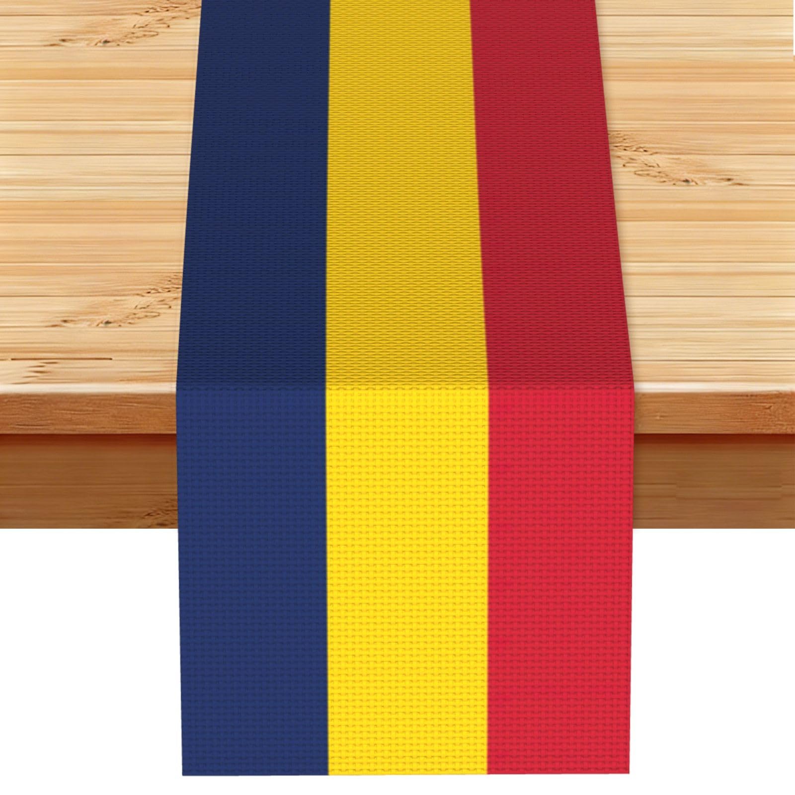 Flag of Chad Printed Table Runner 13 x 72, Wrinkle Resistant Decor for Dining Table Coffee Table Fireplace