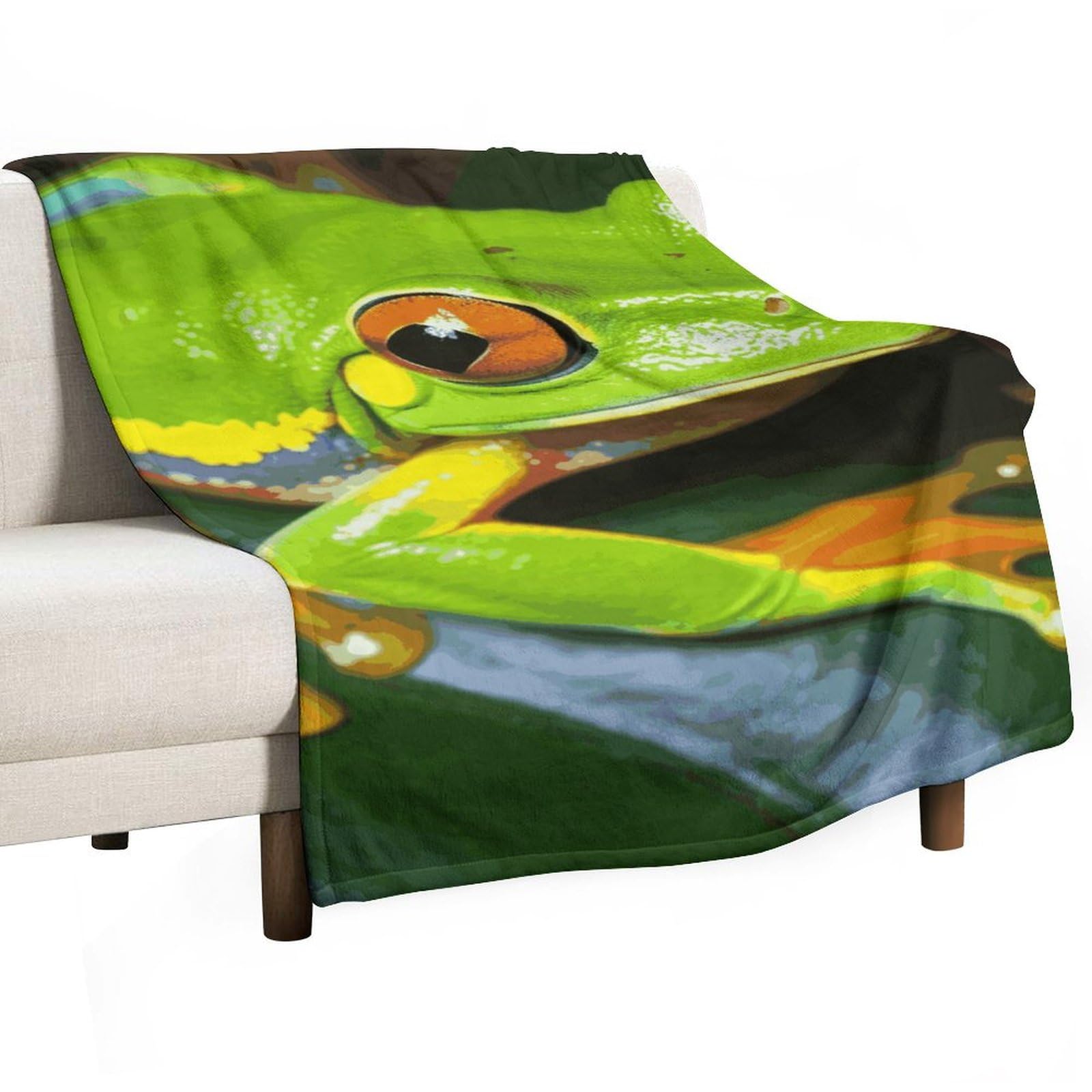Couverture polaire grenouille anti-froid en flanelle épaisse pour lit et divan