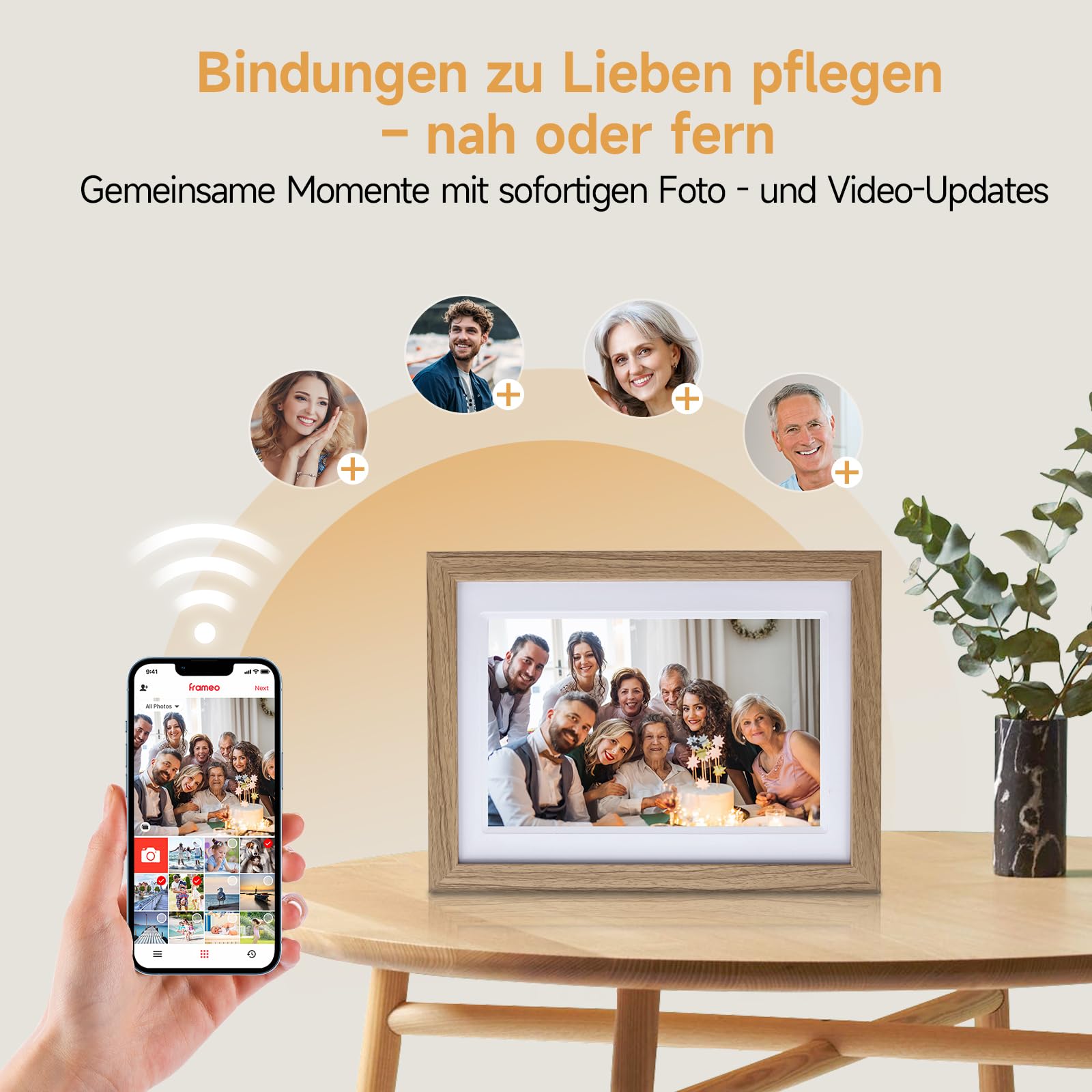Rollei Smart Frame WiFi 1010 Digitaler Bilderrahmen 10,1 Zoll Frameo Digital Photo Frame 1280x800 IPS Touchscreen 32GB Speicher Holzoptik Eiche Digitaler-Bilderrahmen-Digital-Elektronischer-Fotorahmen