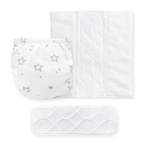 SmartNappy - Muselina de algodón de Amazing Baby, funda híbrida para pañales de tela NextGen + 1 inserto reutilizable de triple pliegue + 1 refuerzo