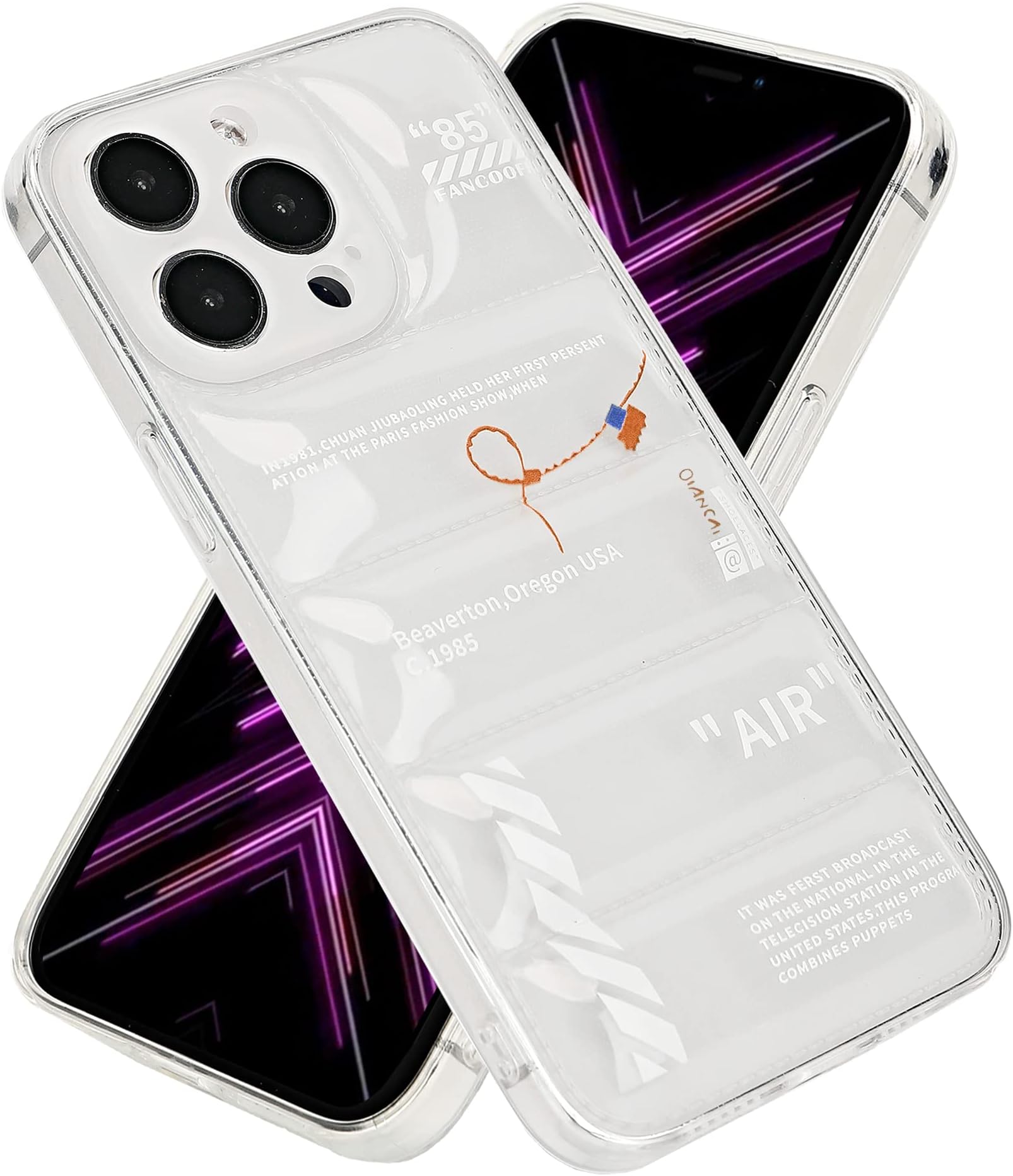 Puffer Case for iPhone 13, Clear White and Black, Cool Sport Shoes Pattern,Military Drop Protection Soft TPU Material Puffy Cover for iPhone 13 (White)